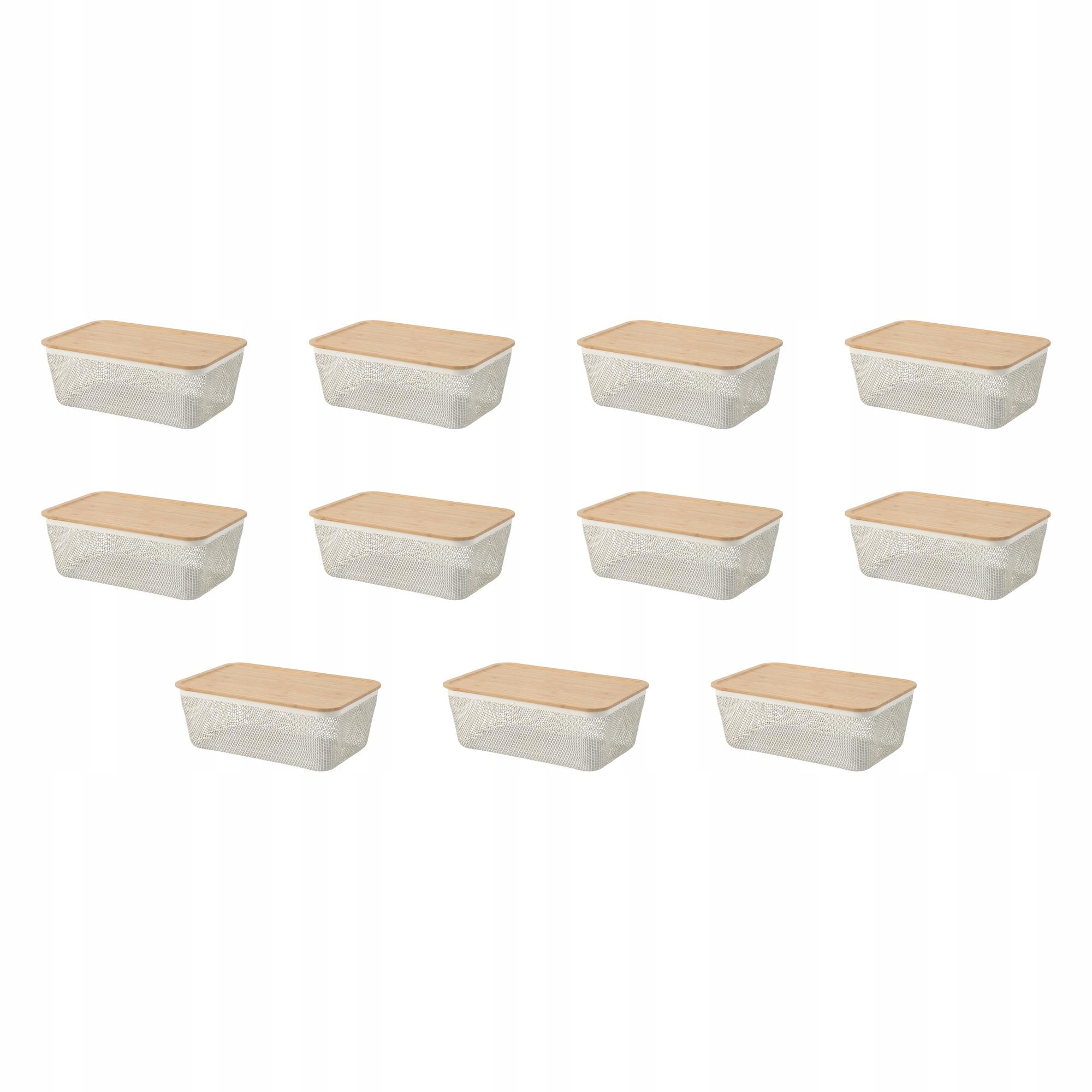 11 szt. Kosz na żywność z pokrywką metal bambus 32x21x13 Ikea 365+