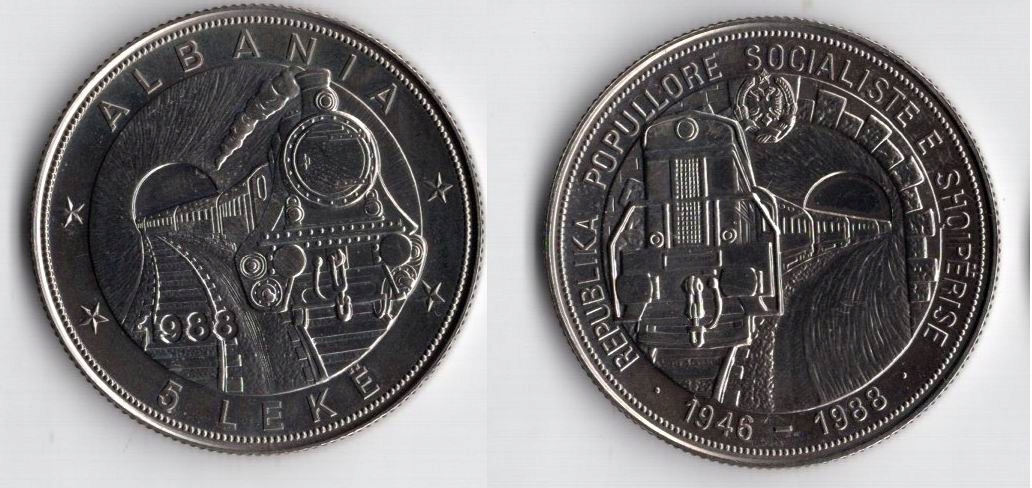 ALBANIA 1988 5 LEKE KOLEJ RZADKA
