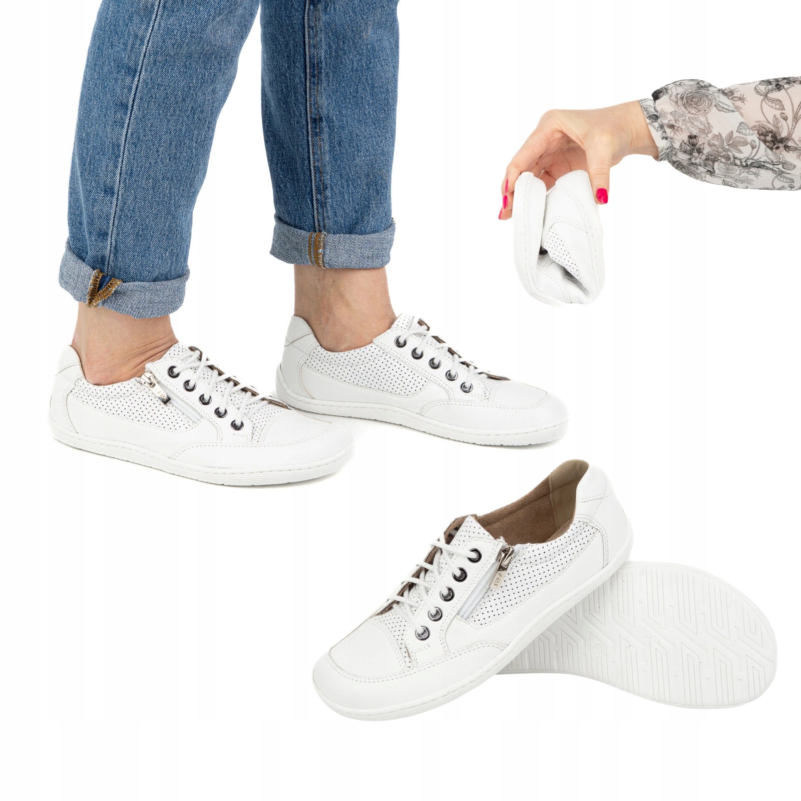 Barefoot Dámské minimalistické tenisky Olivier 770 perforované bílé 37