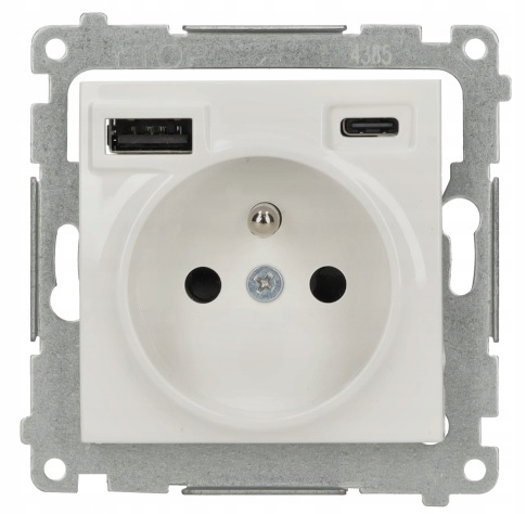 Ładowarka Usb Gniazdo Z Uziemieniem Typ A i C 2.1A Kontakt Simon 54 Biała