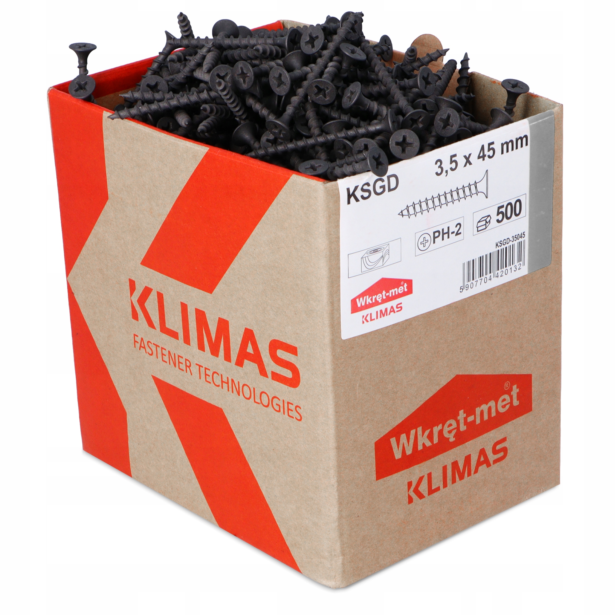 500x WKRĘTY PŁYT GK 3,5x45 MM GIPSOWYCH REGIPSÓW DREWNA CZARNE FOSFATOWANE Kod producenta KSGD-35045