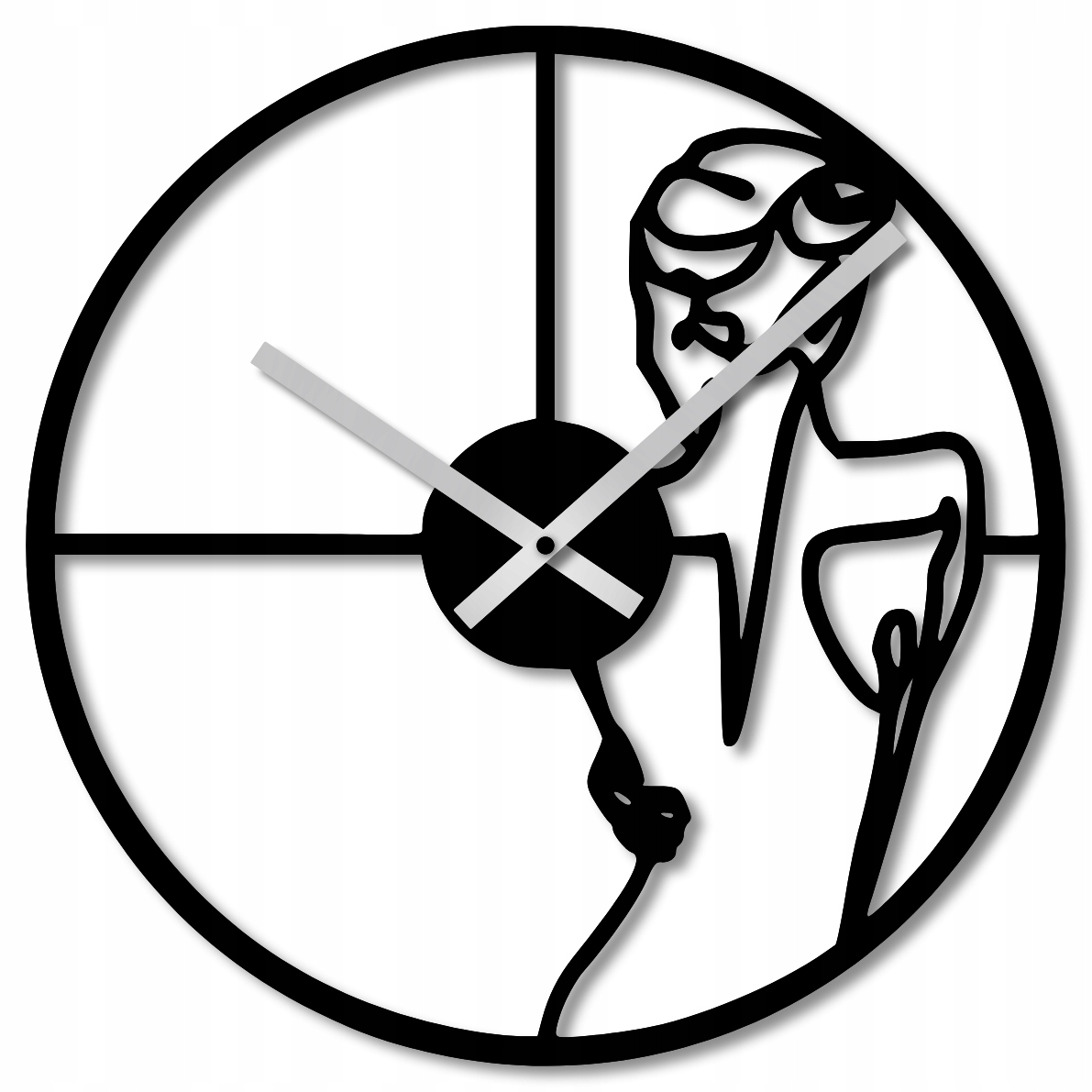 Nástěnné Hodiny 50 cm Dřevěné Nástěnné Hodiny Velké Černé Žena Postava 3D