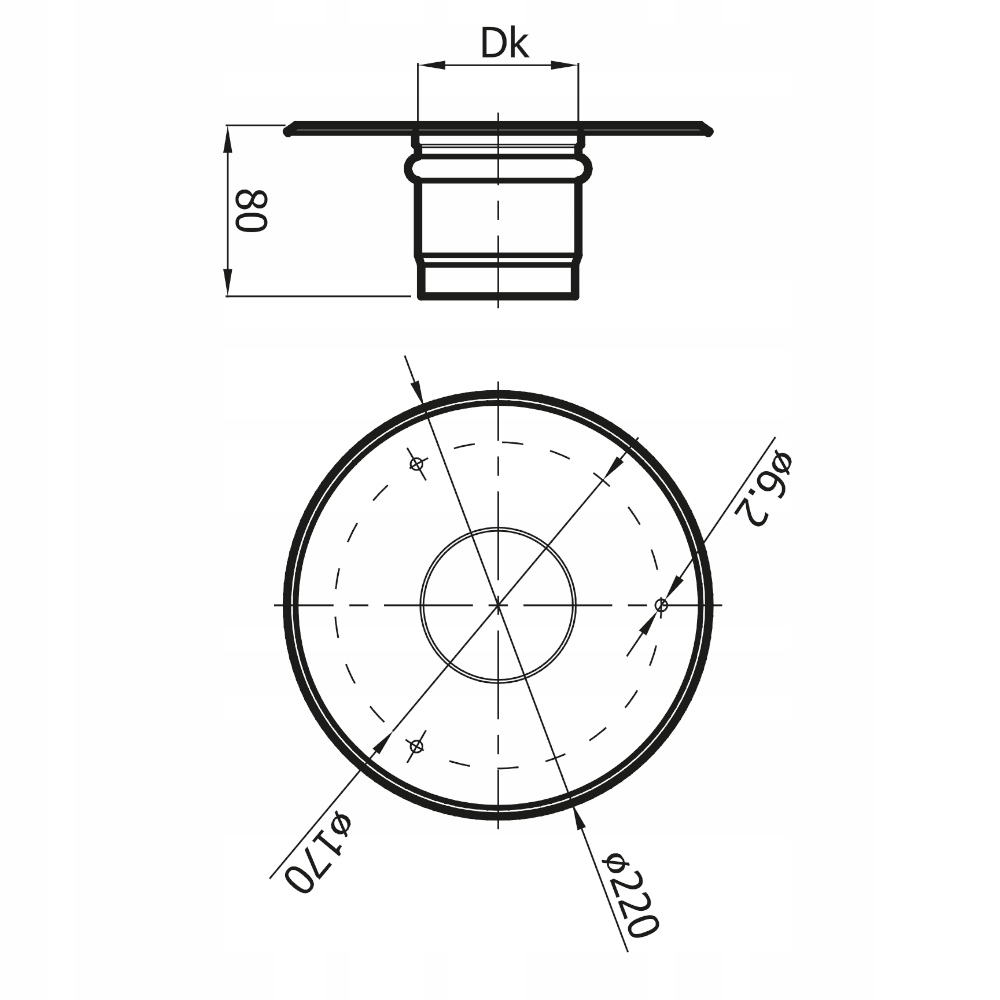 Rozeta fi 80 do peletu Długość 0.1 m