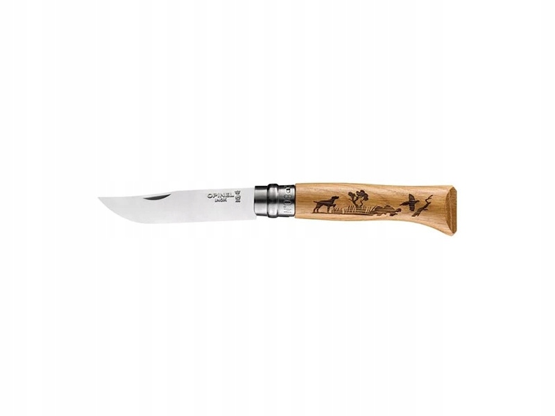 Nóż składany Opinel 8 inox dąb seria Animal pies