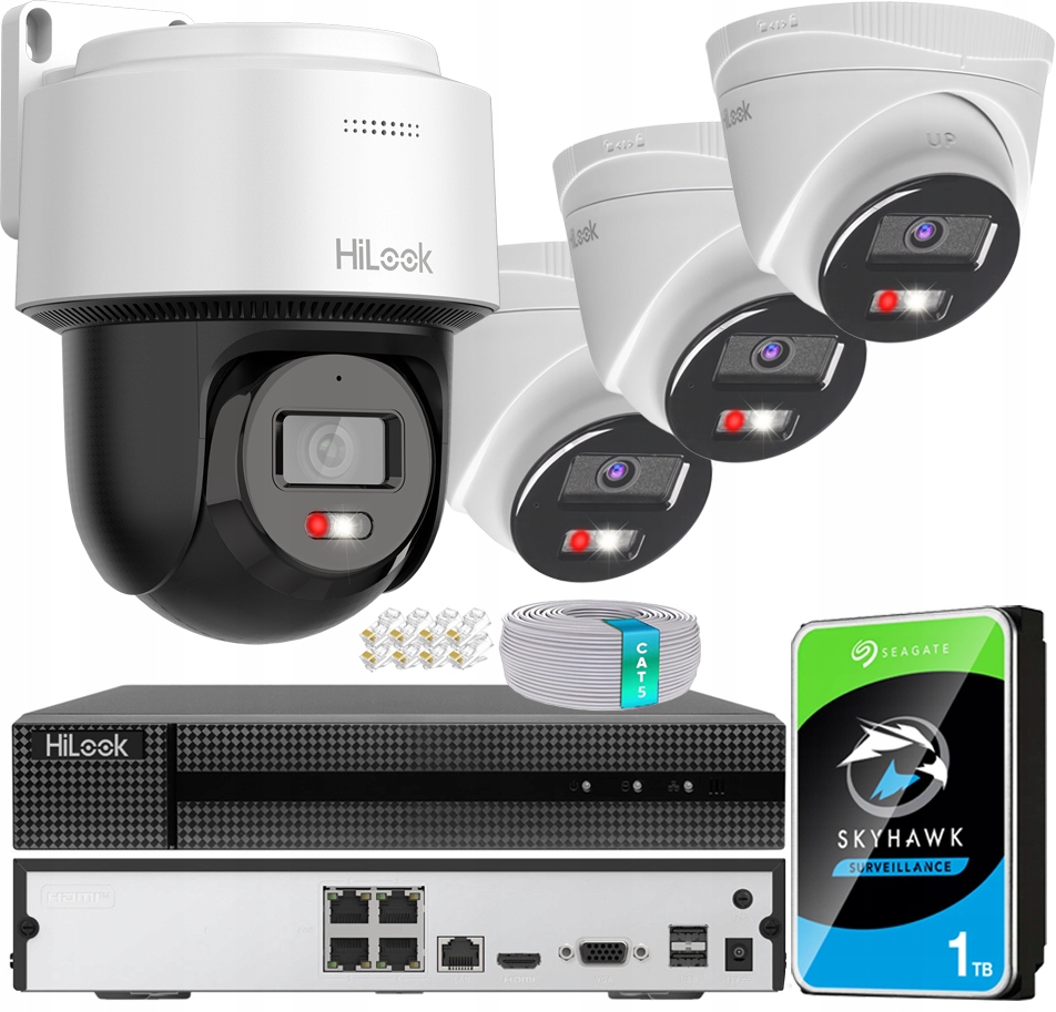 Ip monitorovací sada Ptz kamera 3 kopulové kamery 4Mpx záznamník 1TB