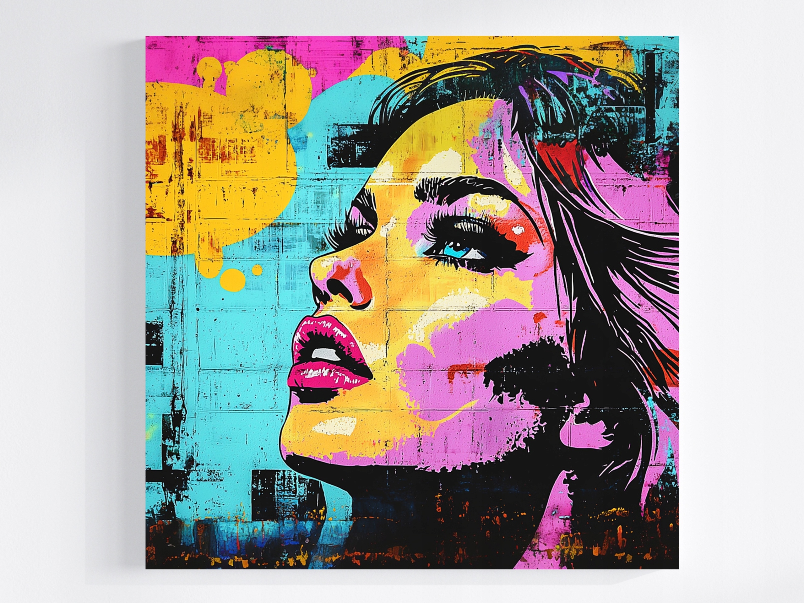 Obraz Na Plátně Canvas Cihlová Zeď Graffiti Street Art Žena 80x80