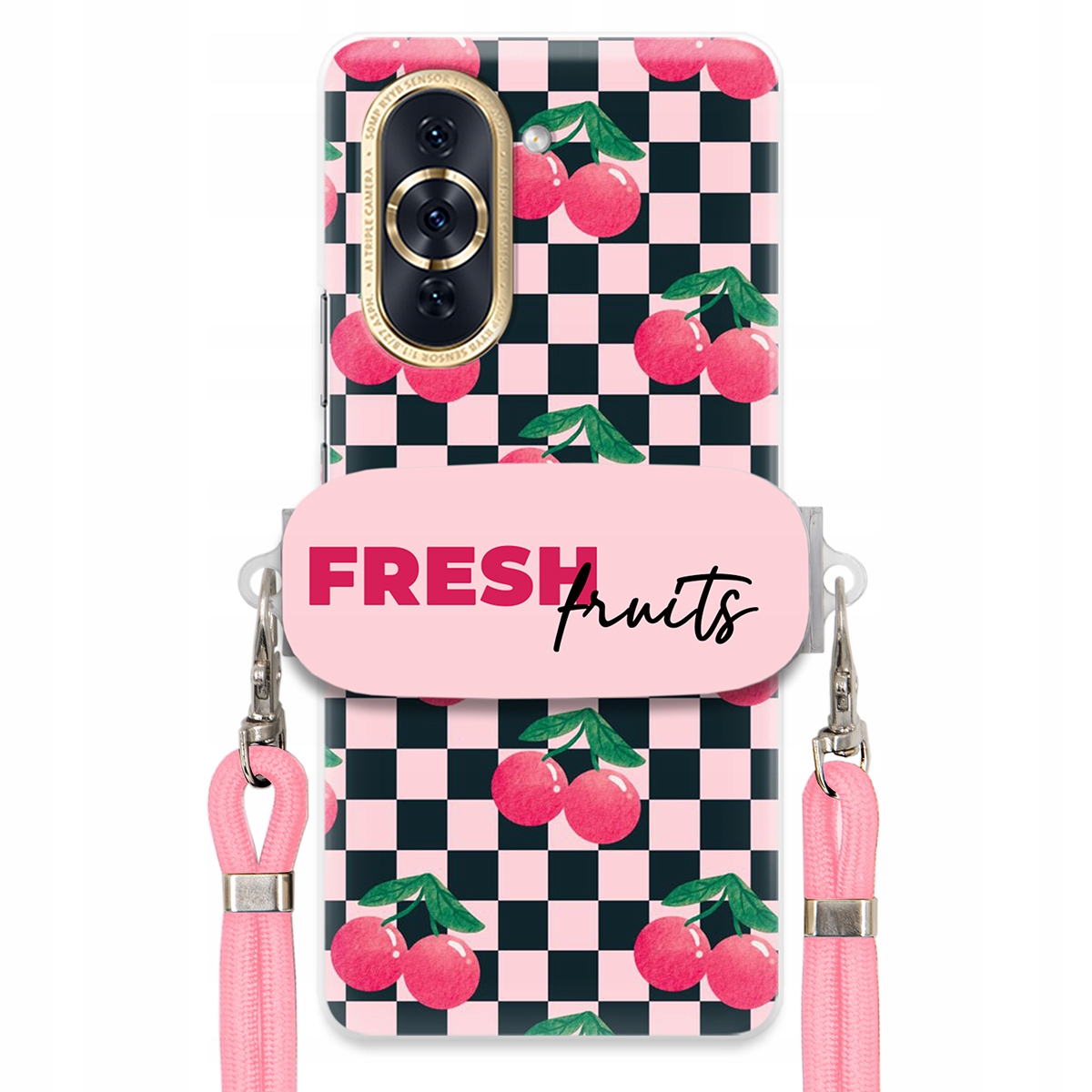 Puzdro pre Huawei Nova 10 Pro Vodítko Crossbody+ Držiak Šachovnica Fresh Fruits