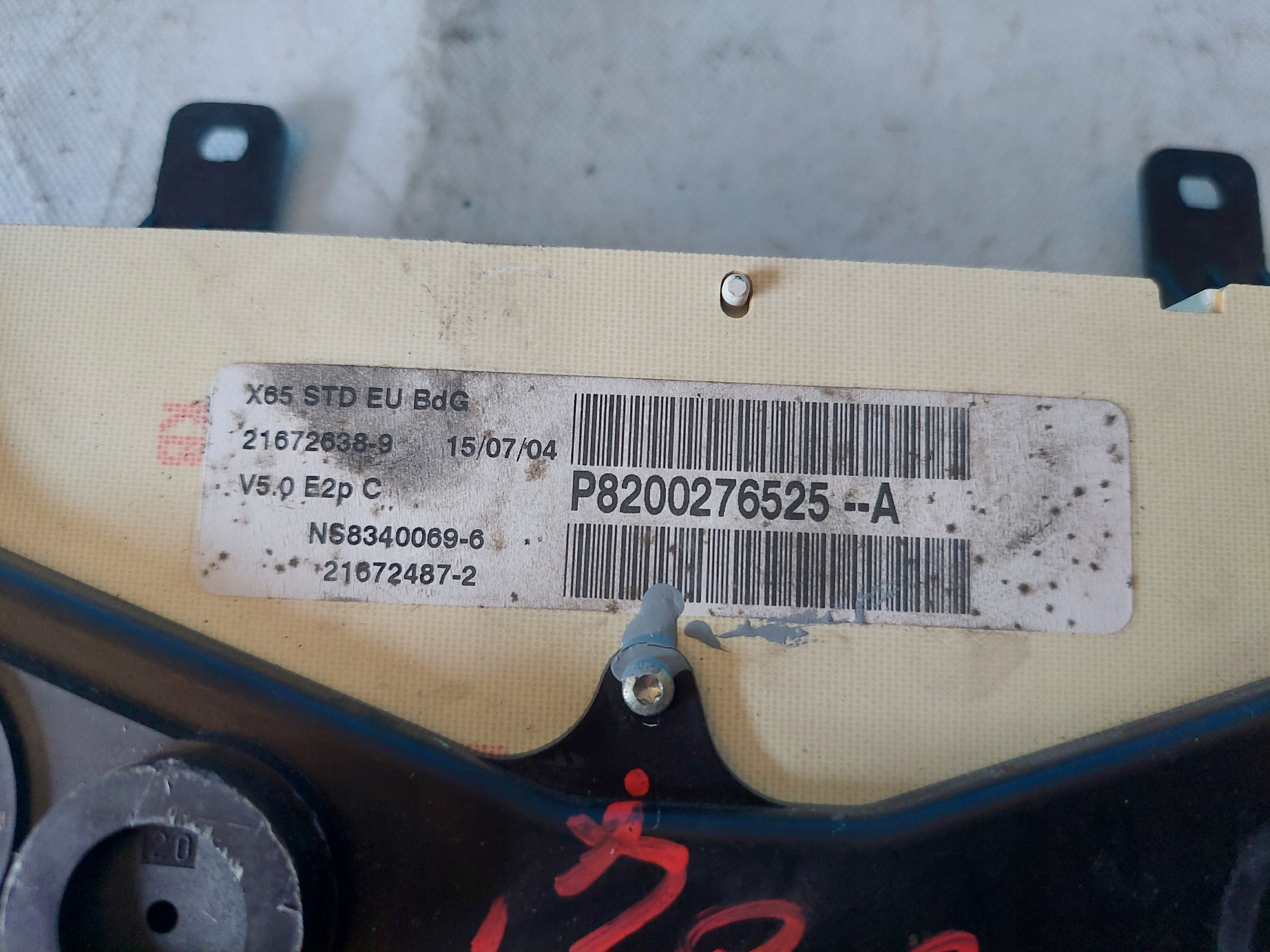 dials clock CLIO II 1.2 B P8200276525A