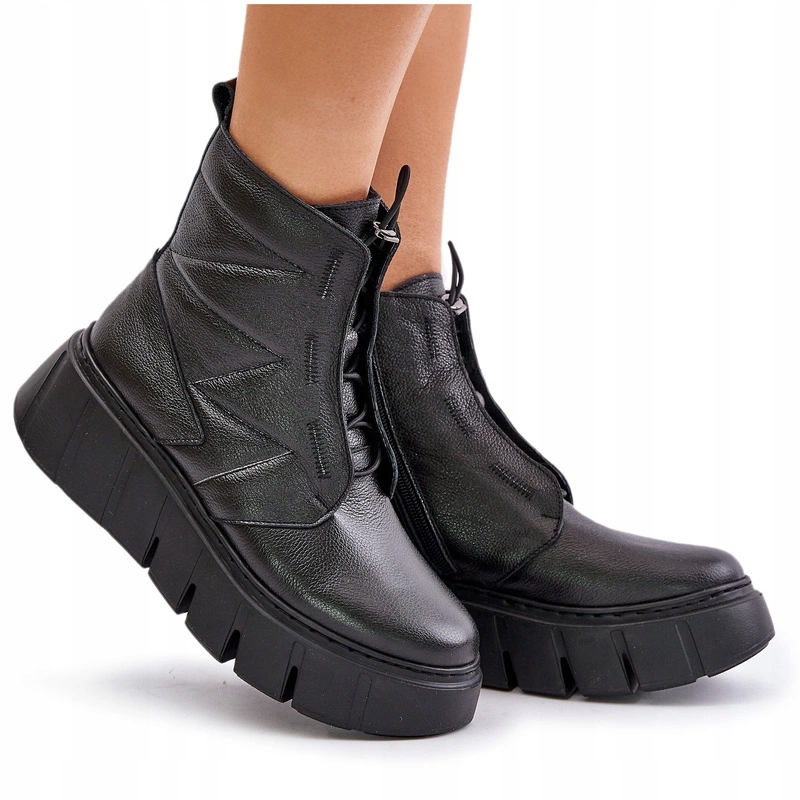 Kotníkové Boty Na Klínku A Platformě Na Zip Zazoo 60472 Černé 37