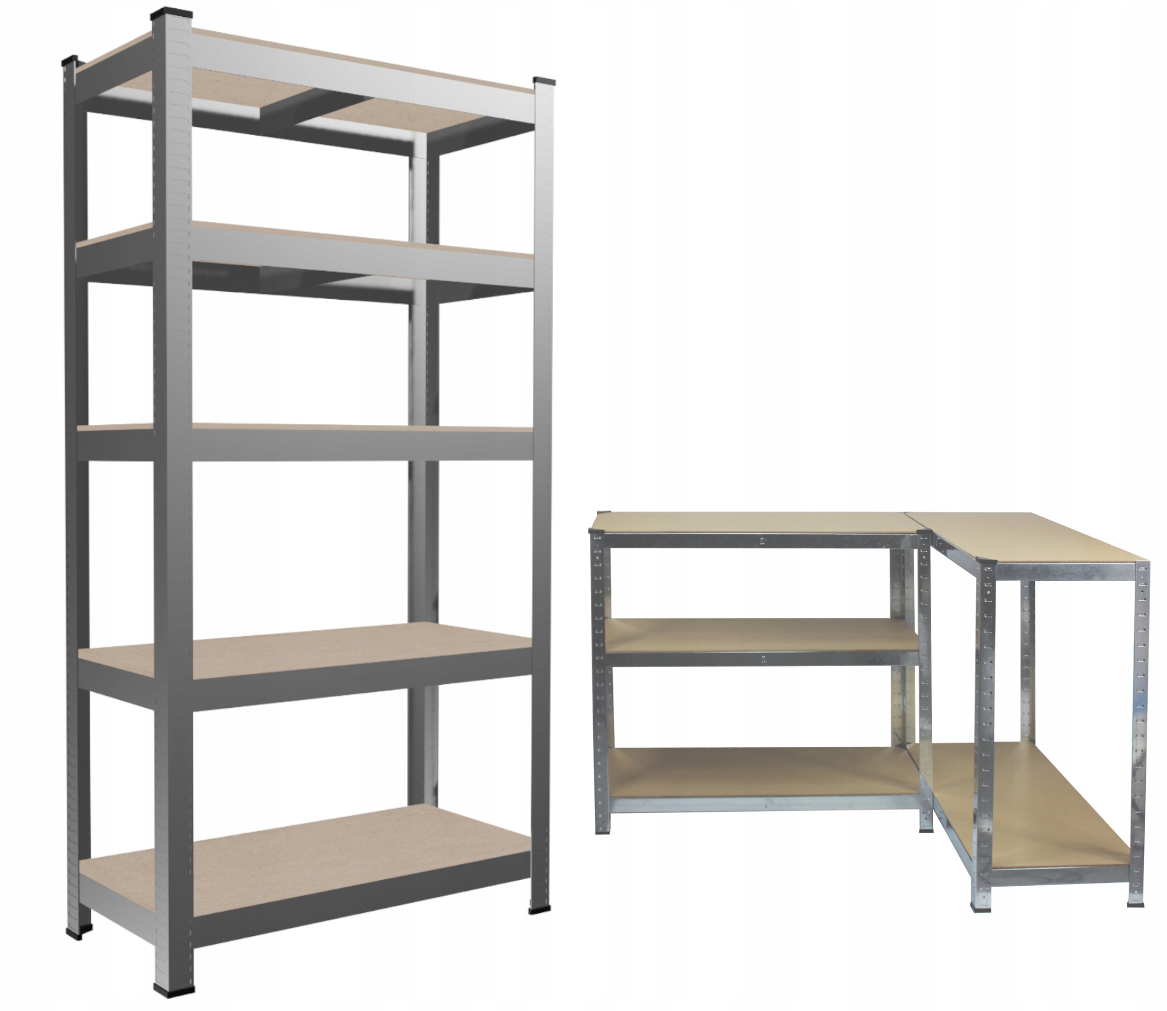 2X REGAŁ MAGAZYNOWY GARAŻOWY METALOWY WCISKANY 5 PÓŁEK 875kg 180x90x30 cm Kod producenta GWI5870