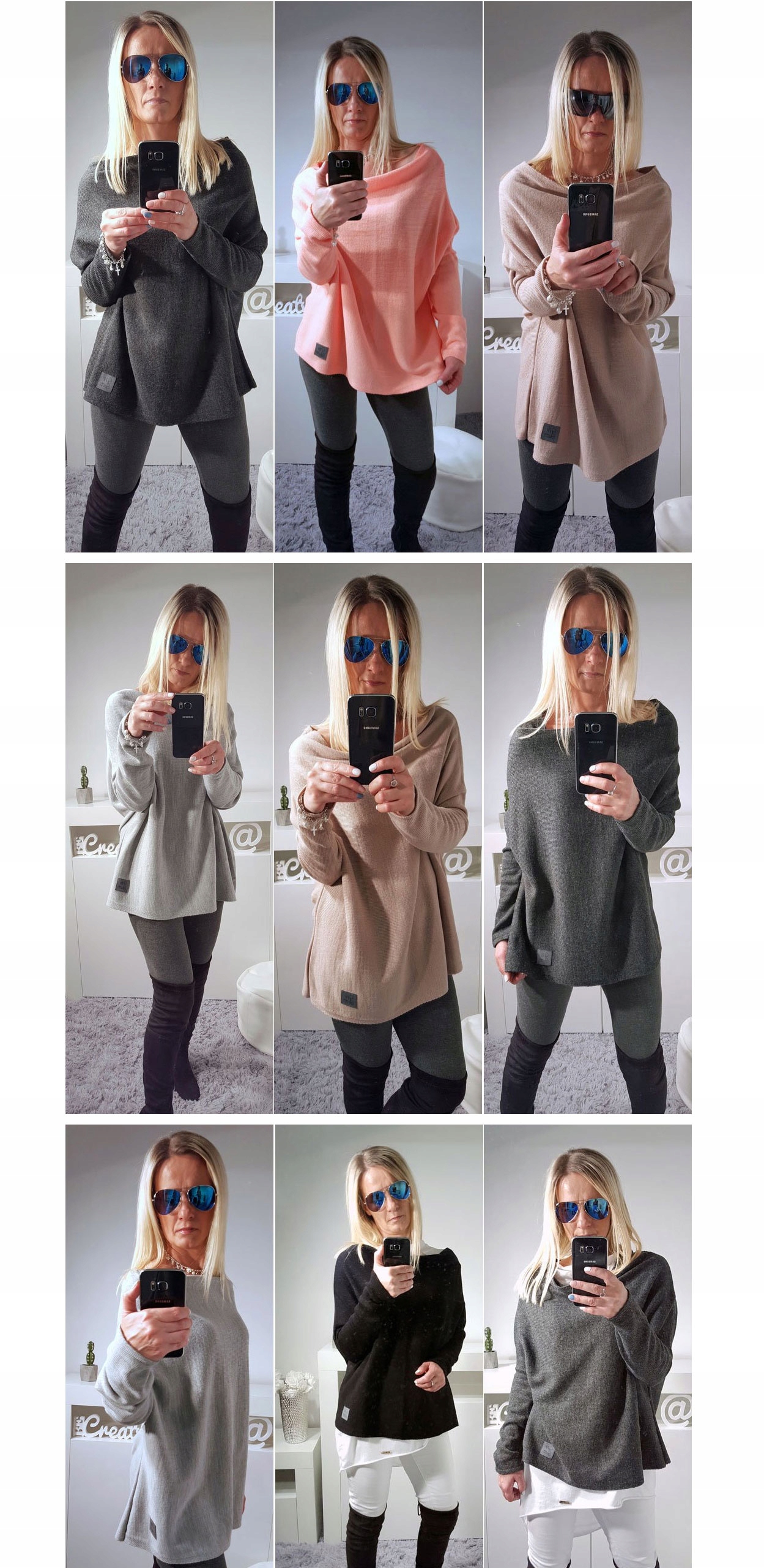 SWETEREK OVERSIZE TUNIKA SWETER WOOL ODKRYTE RAMIĘ Fason oversize