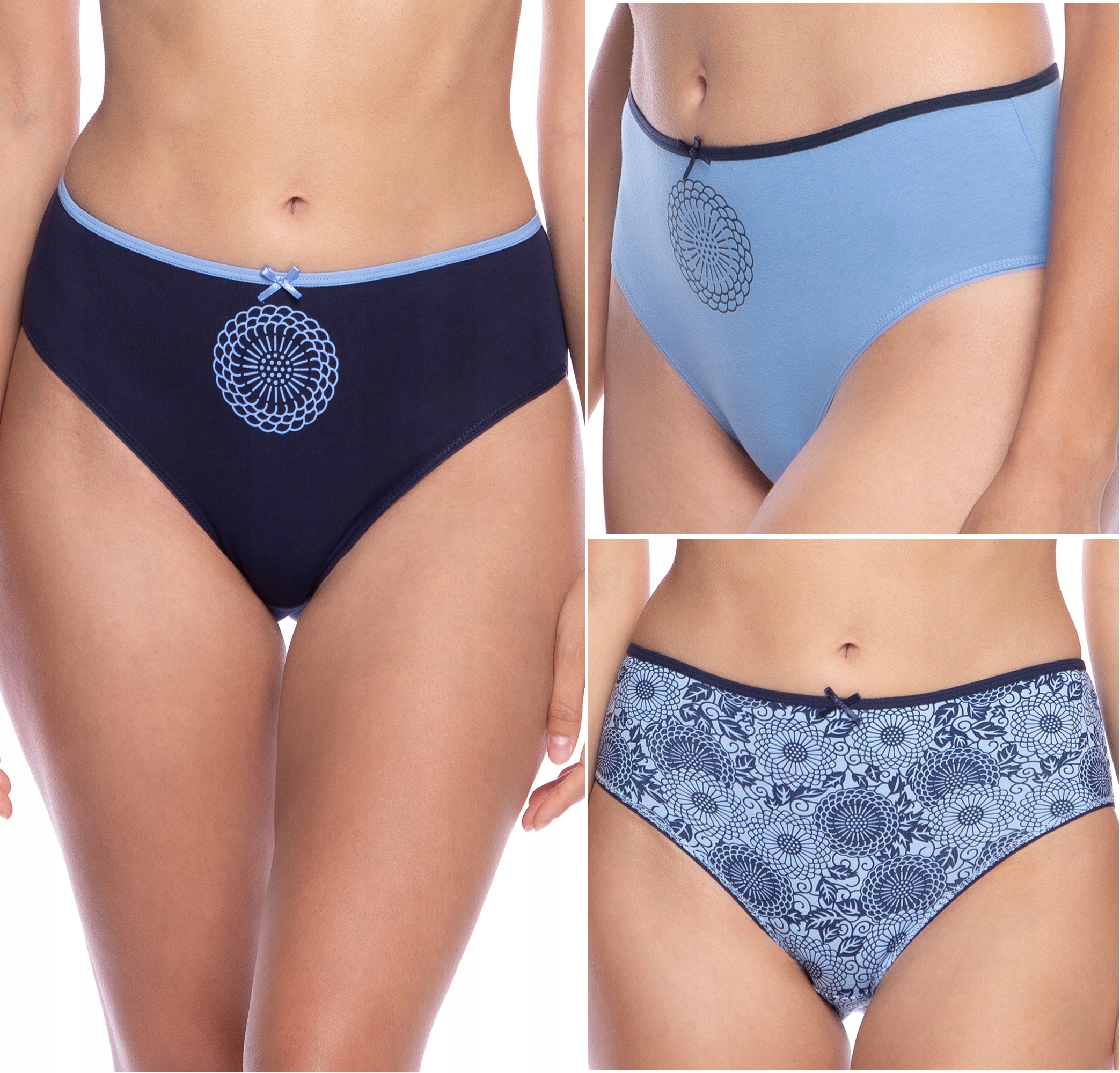 Kalhotky Dámské Lama 122BI-56 bavlněné vzorované kalhotky Bikini 3 Páry L