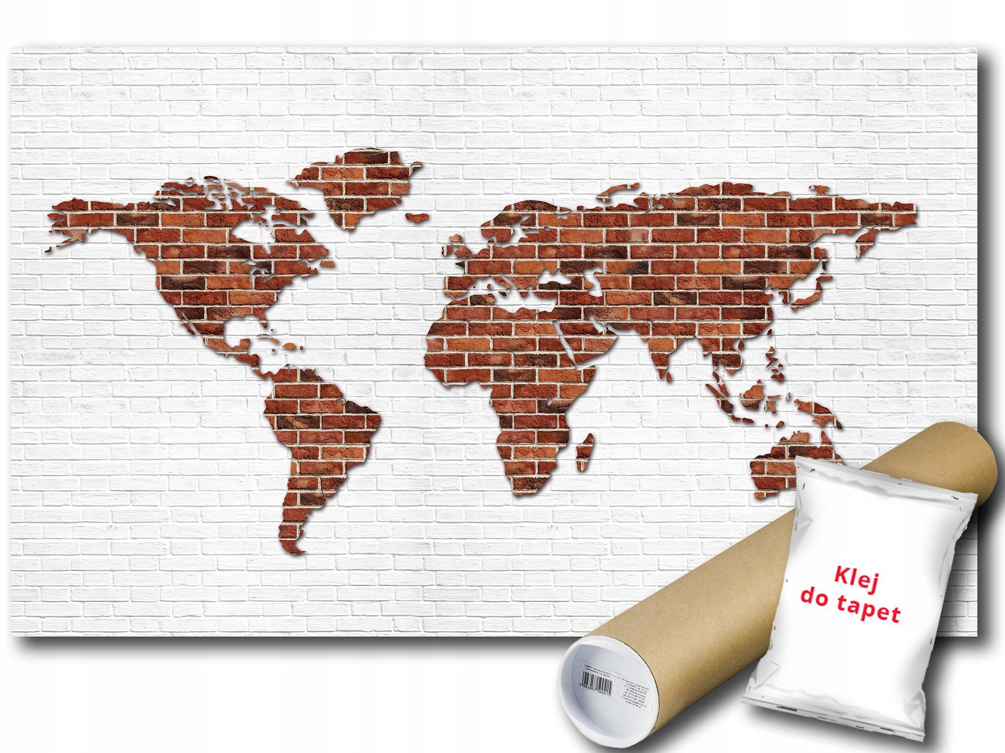 Fototapeta Vinylová Tehlová Stena Mur Imitácia Mapa Svet Geografia 312x219