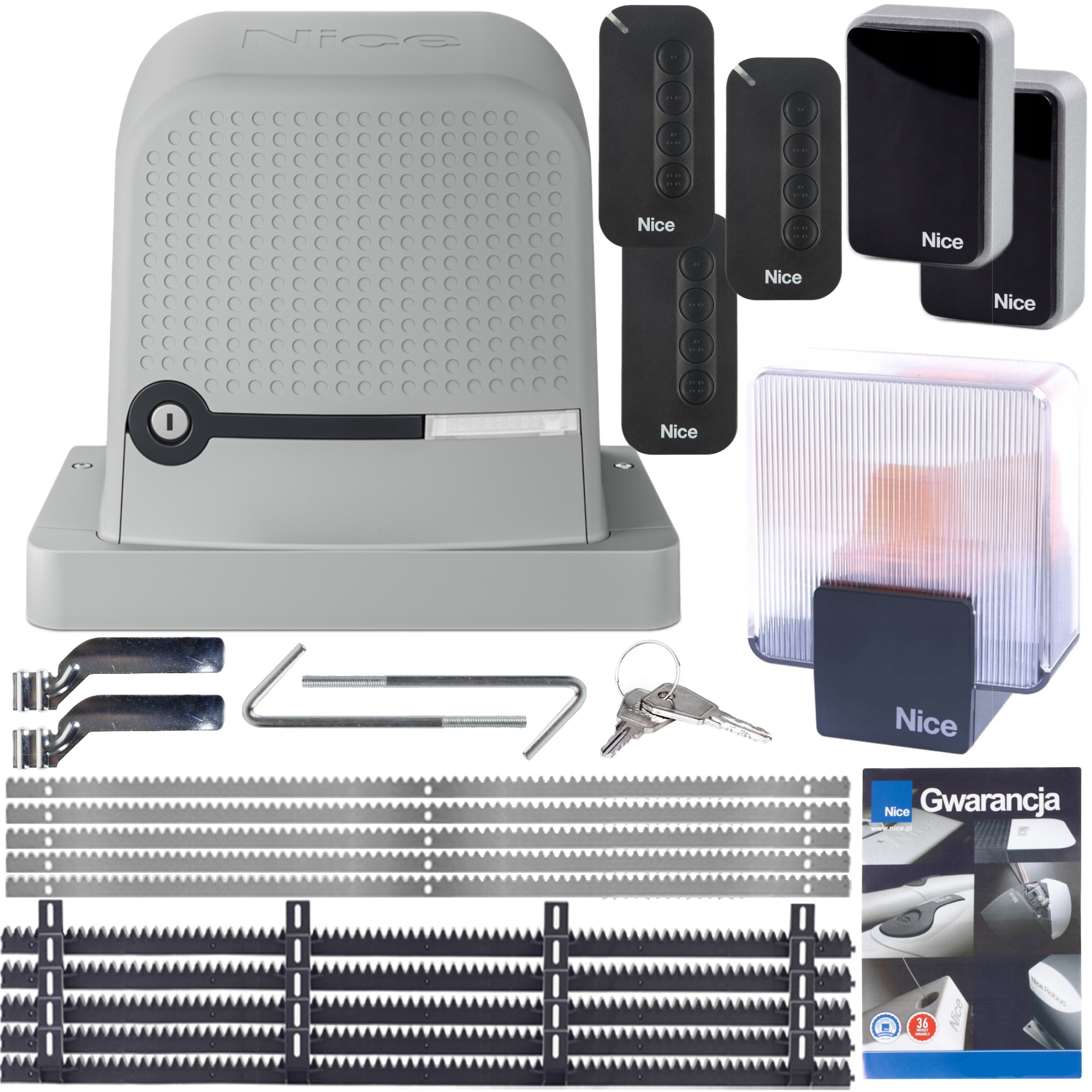 Sada Pre Brány Nice Robus 600 3x Pilot MyGO2, Led Lampa Elb, 5x Lišta