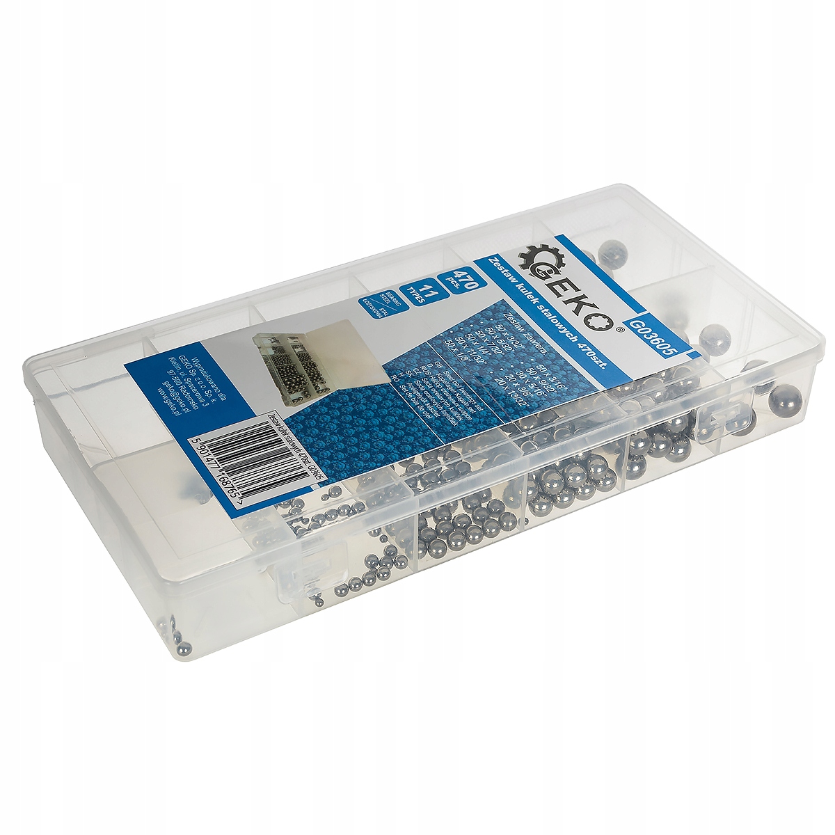 KULKI STALOWE ŁOŻYSKOWE 470SZT. ZESTAW GEKO Kod producenta G03605