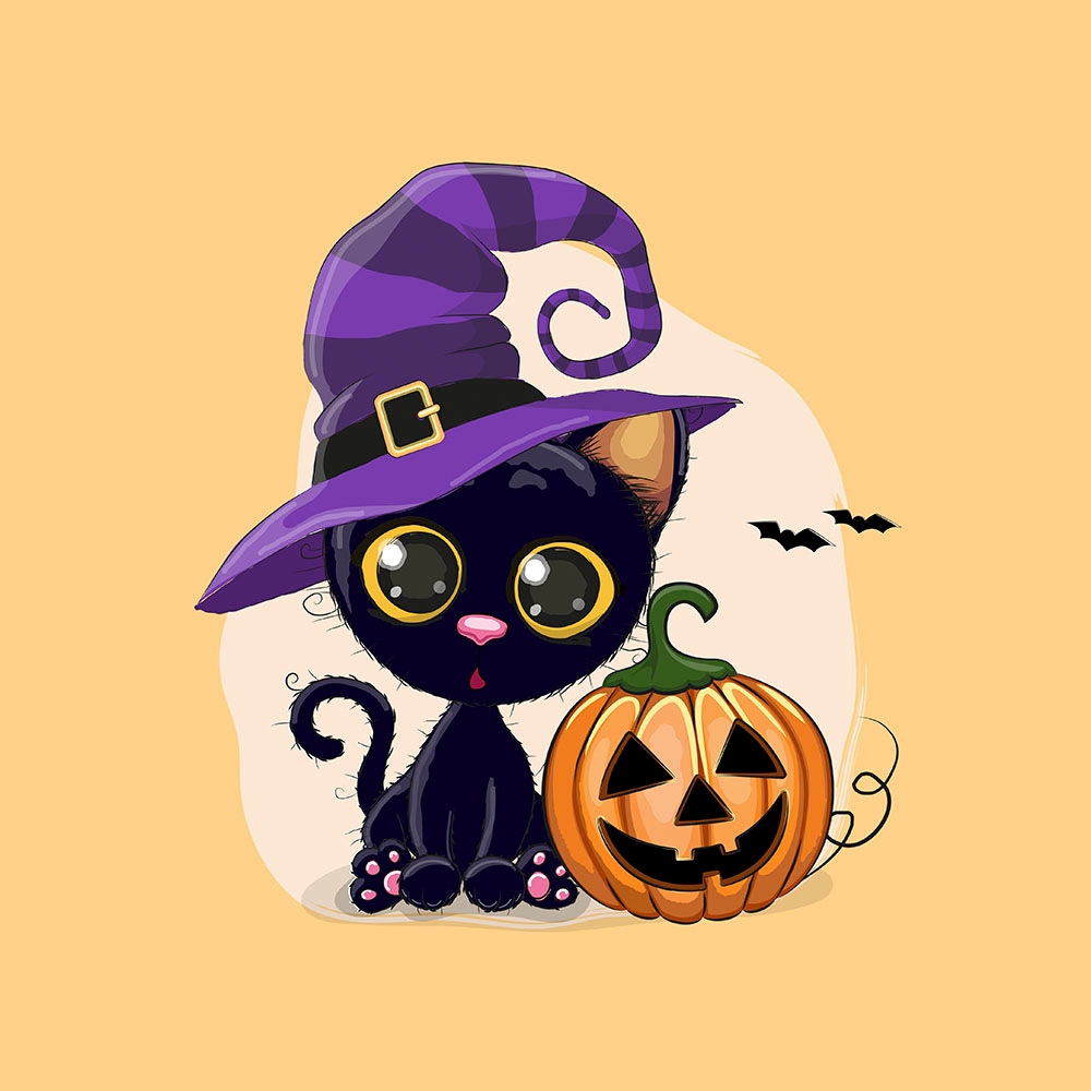 Panel dres M Long: Halloween Kot z dynią