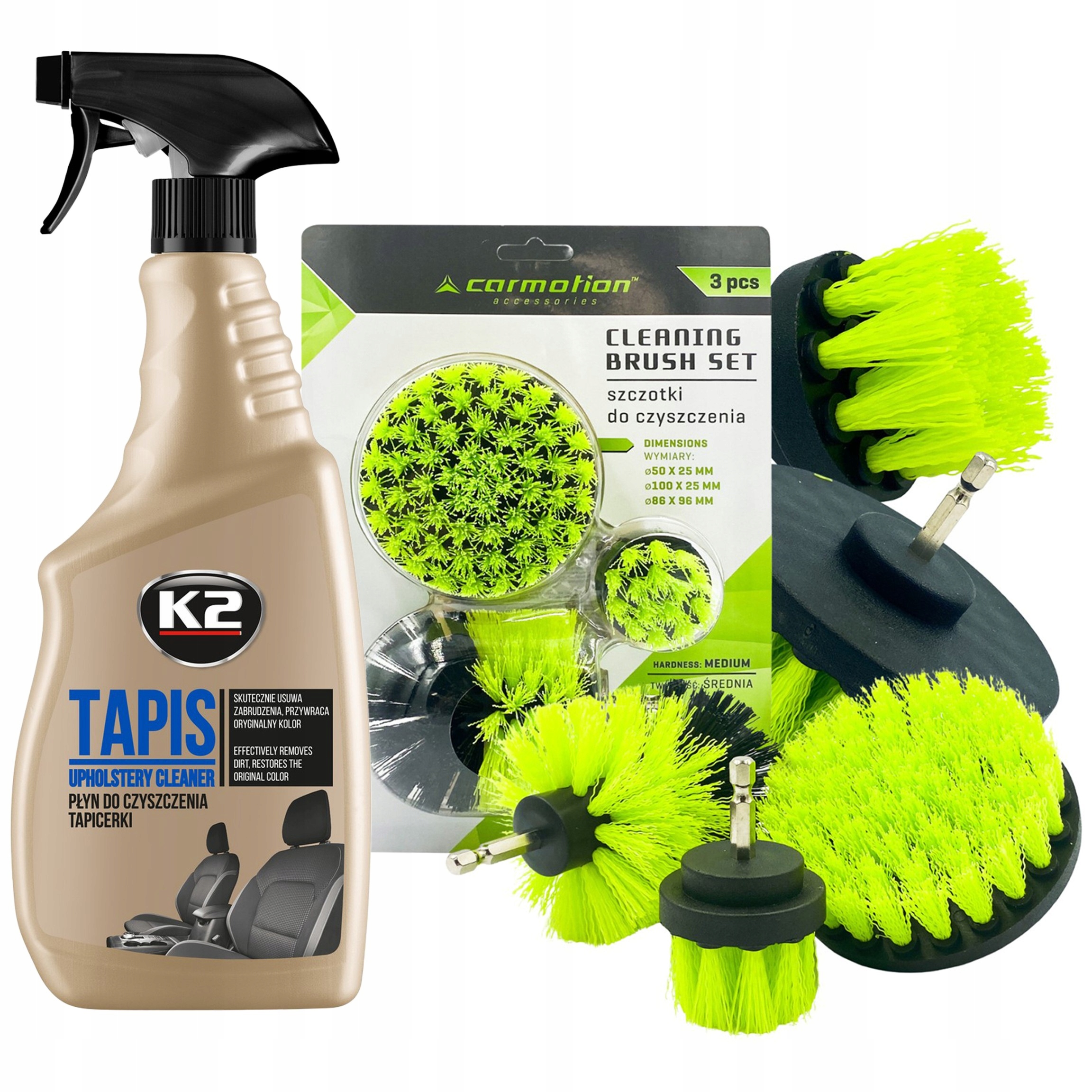 Szczotka do czyszczenia tapicerki samochodowej płyn 750ml Tapis K2