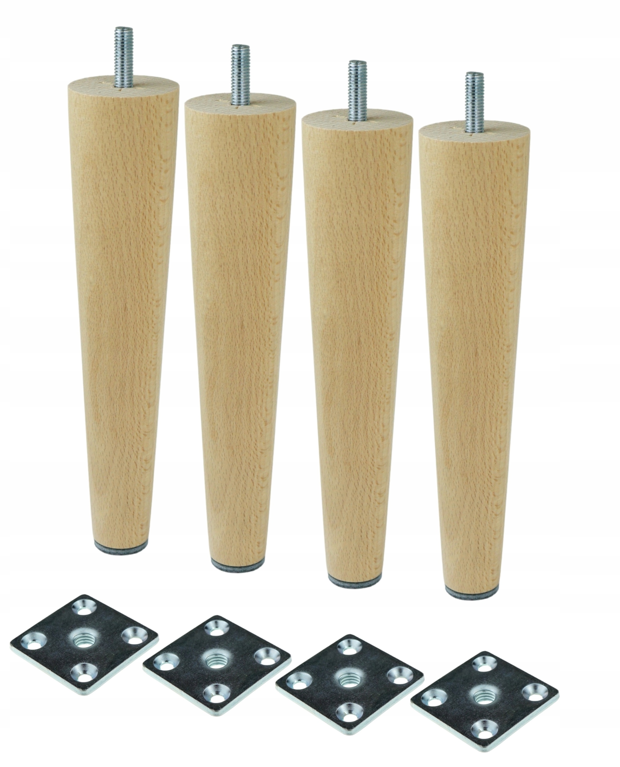 

Nogi Nóżki Drewniane Lakier 20 cm blachy zestaw