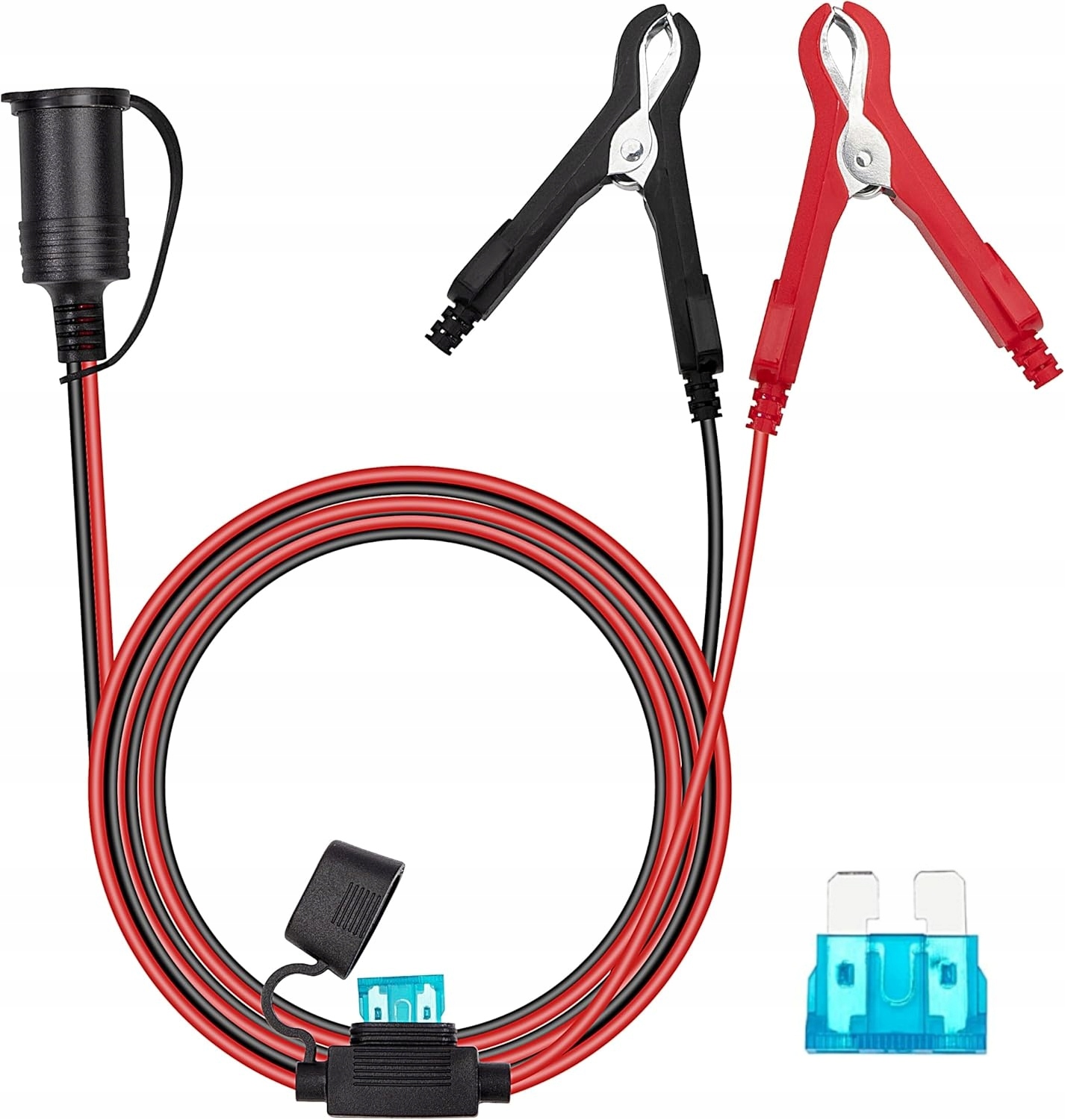 Gniazdo zapalniczki 12/24V bezpiecznikiem 15A Klipsy krokodylkowe 16 Awg 3m