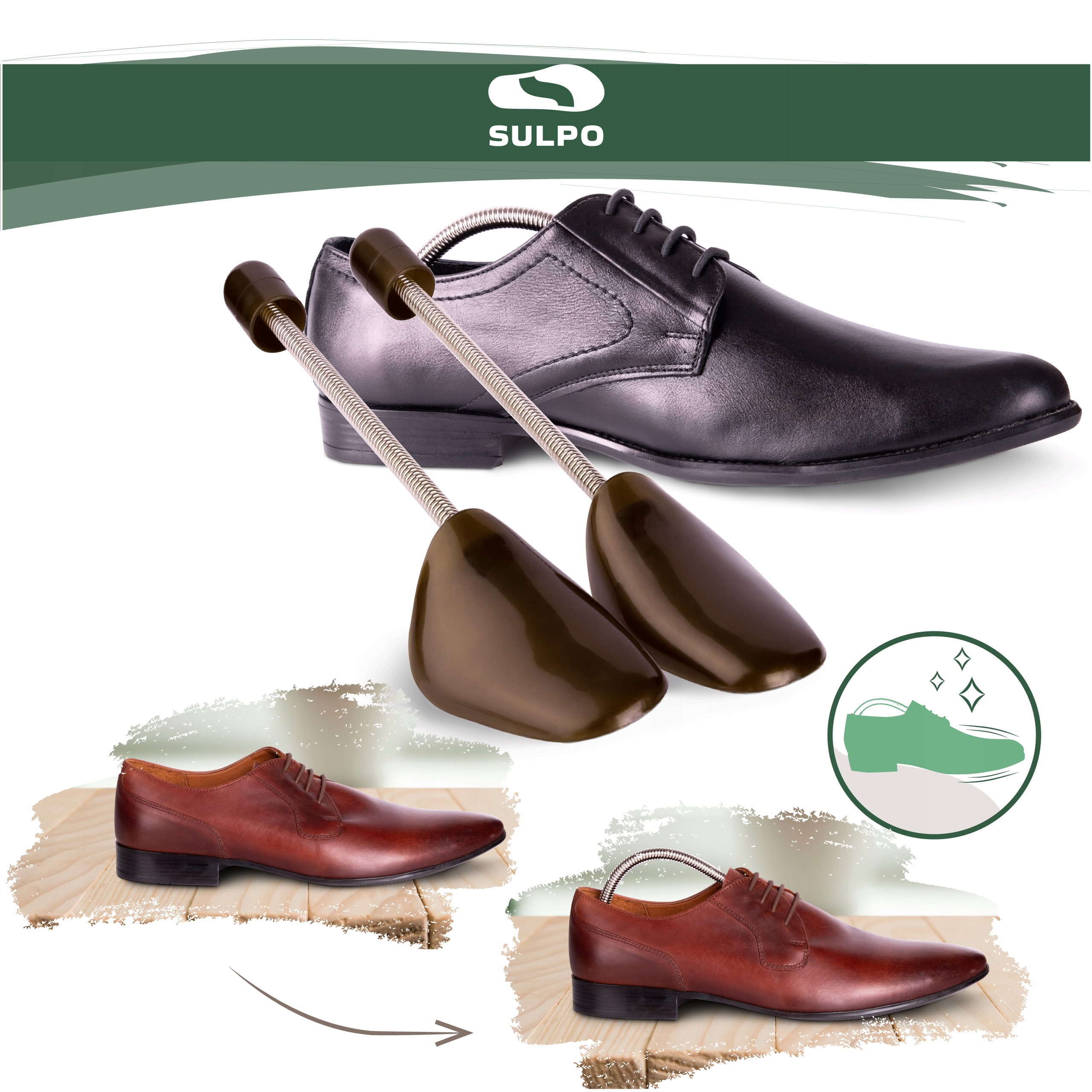 Prawidła do butów plastikowe elastyczne brązowe przeciw zagnieceniom 41-46 Kod producenta D071_L