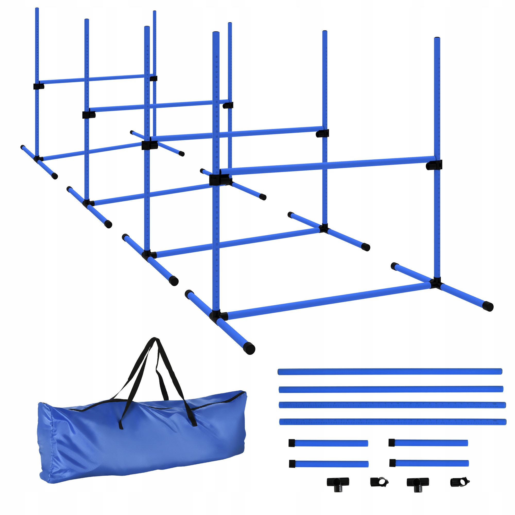 Sada pro agility pro psy PawHut, modrá, 4 prvky, D99 x Š65 x V94