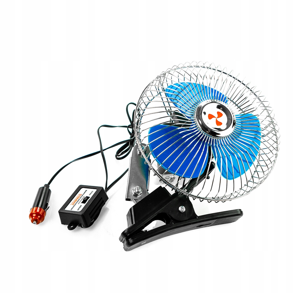 Wentylator 12V chromowy Śr. 23 cm z klipsem