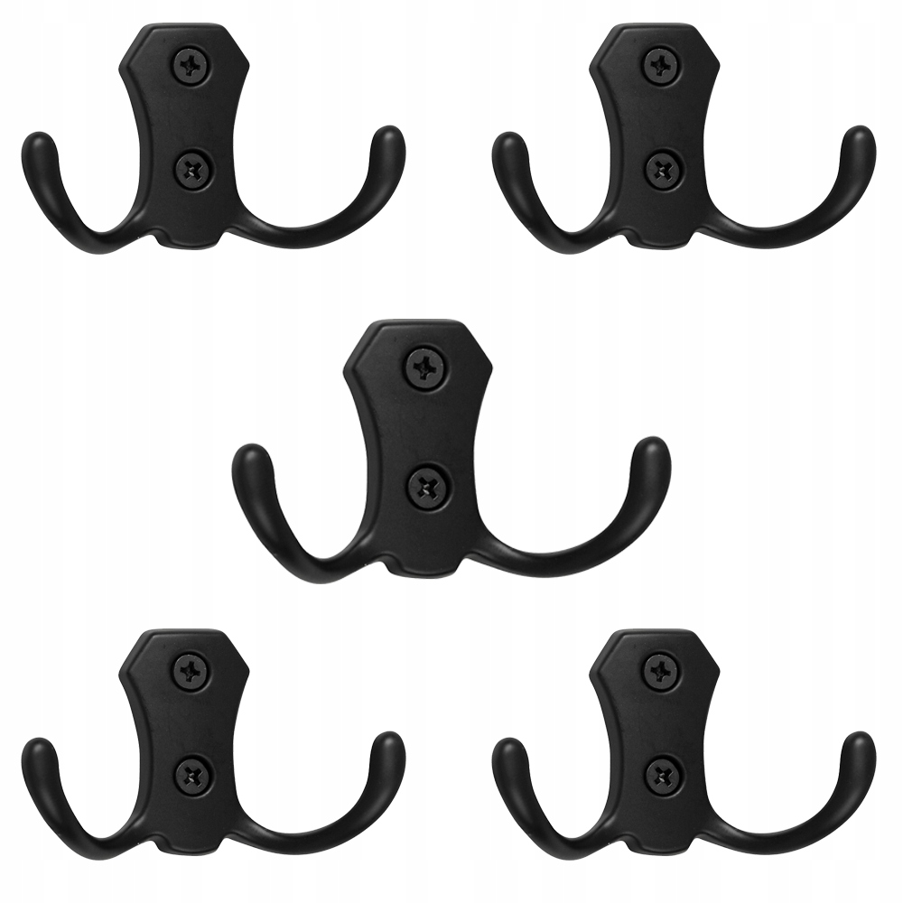 

5x Wieszak Meblowy, Haczyk Meblowy Podwójny Czarny