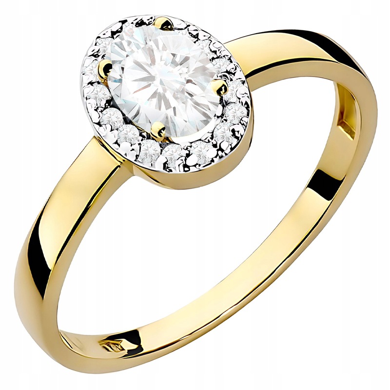 Złoty Pierścionek pr. 585 14k z Diamentami Laboratoryjnymi 0,48ct Grawer