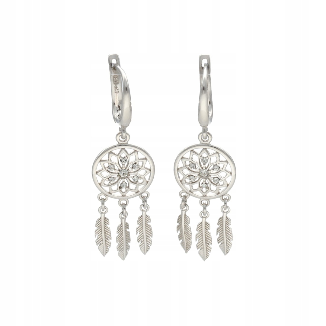 Náušnice lapač snů se zirkony, stříbro
