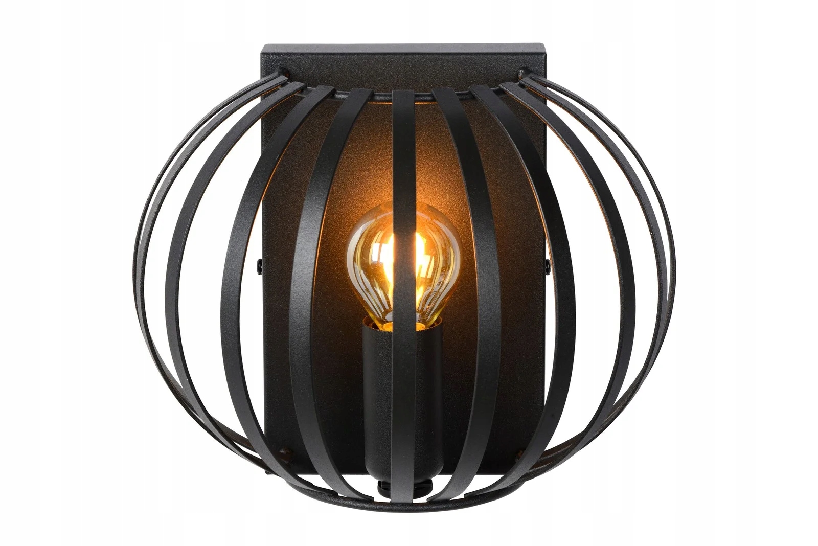 Nástenná nástenná lampa čierna drôtená polkruhová do spálne loft Lucide