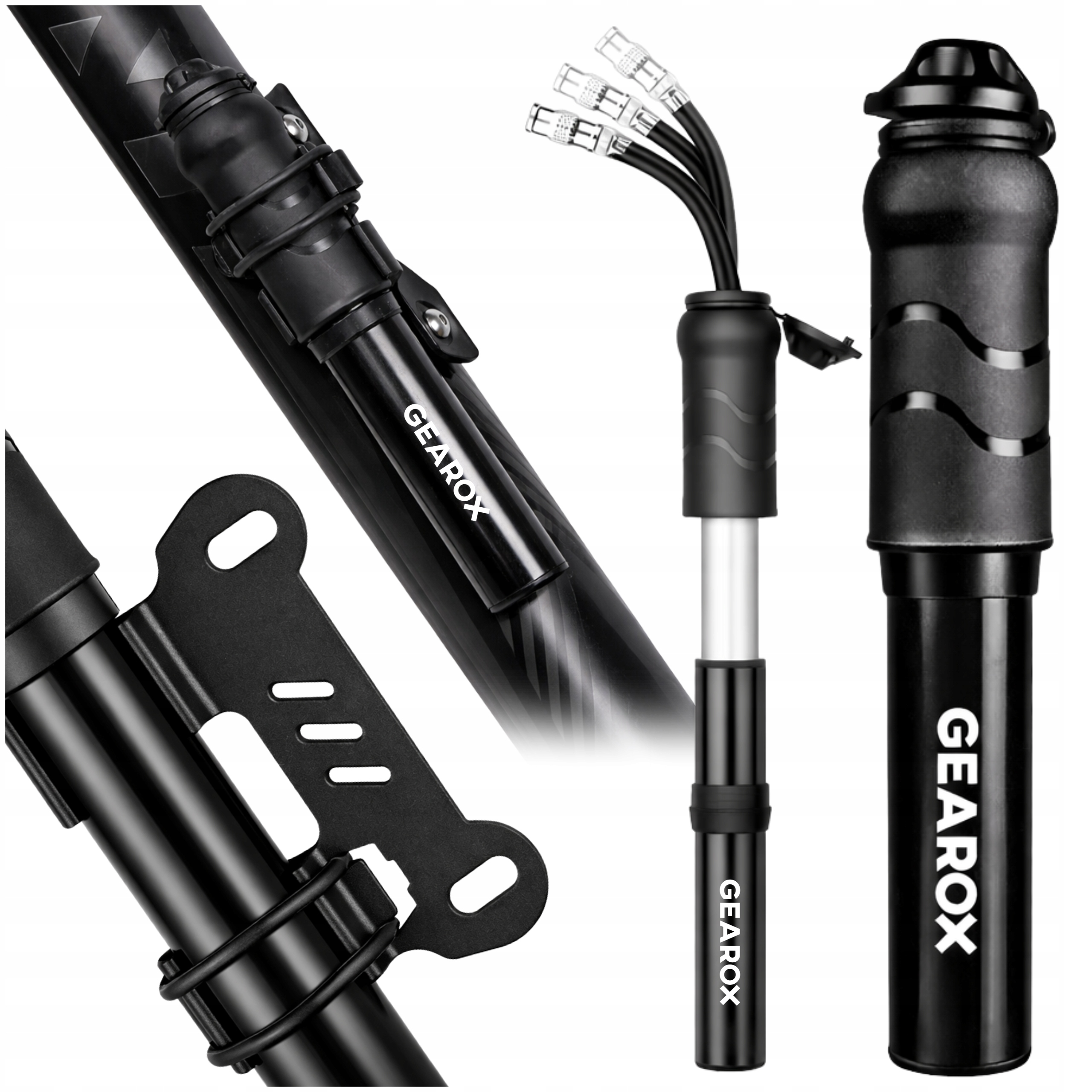 POMPKA ROWEROWA MINI RĘCZNA MAŁA UCHWYT ALUMINIOWA 7 BAR NA RAMĘ GEAROX