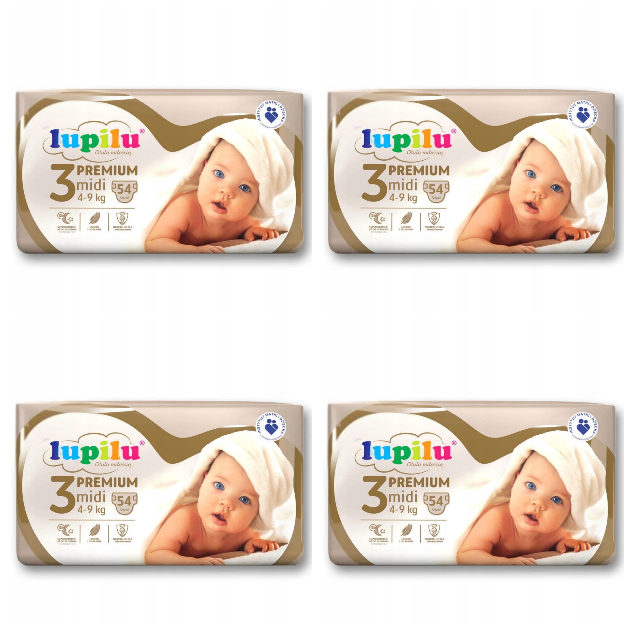 Pieluszki Lupilu Premium Rozmiar 3 (4–9 kg) – 270 szt.