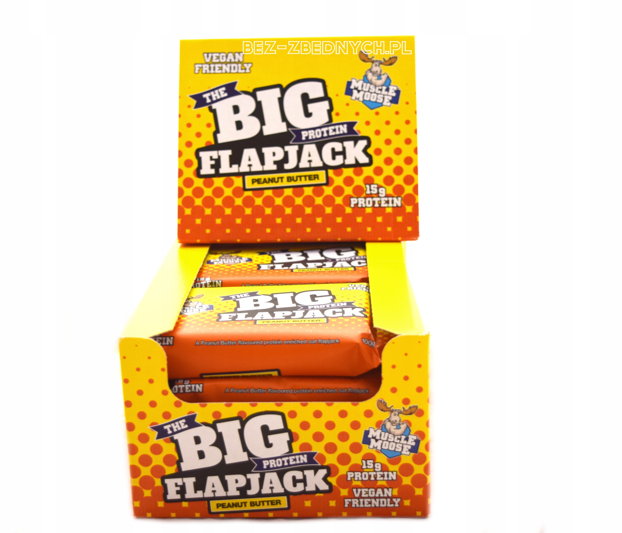 Levně Muscle Moose Big Protein Flapjack 100g Veganský Energetický Dort Arašídové Máslo