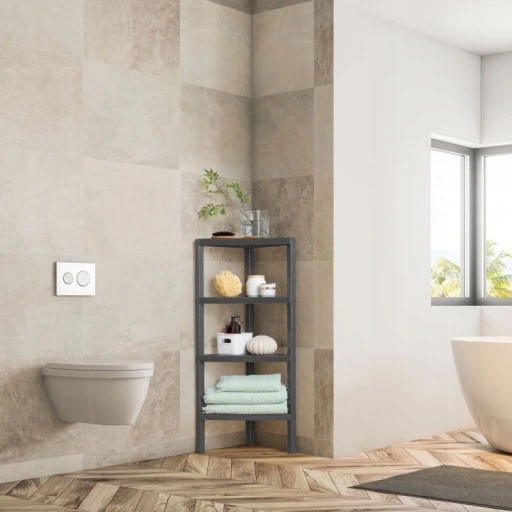 Regał łazienkowy narożny 4 poziomy Szary Tatay Marka inna