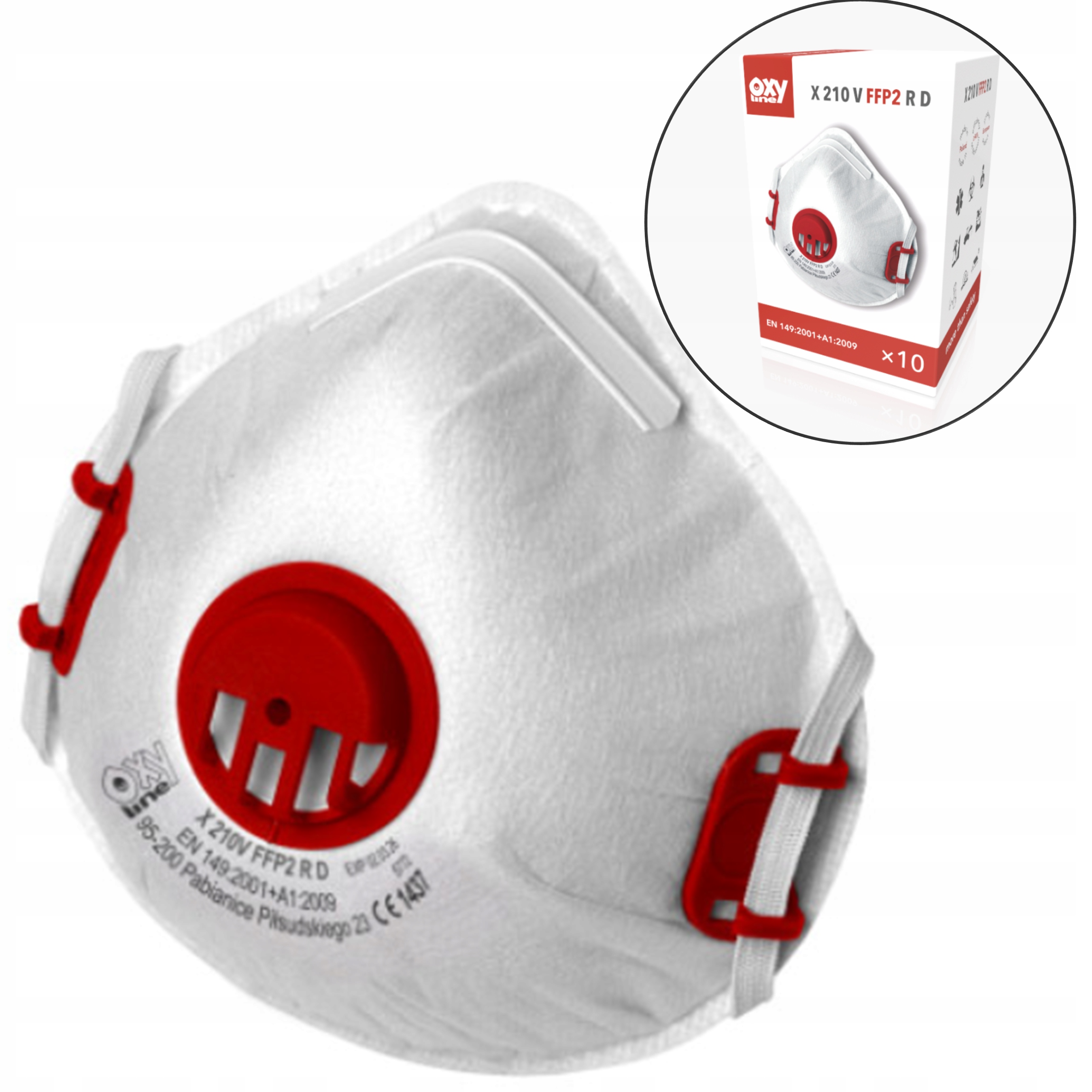 PÓŁMASKA MASKA FILTRUJĄCA PYŁOWA FFP2 OxyLine PL maseczka z zaworkiem