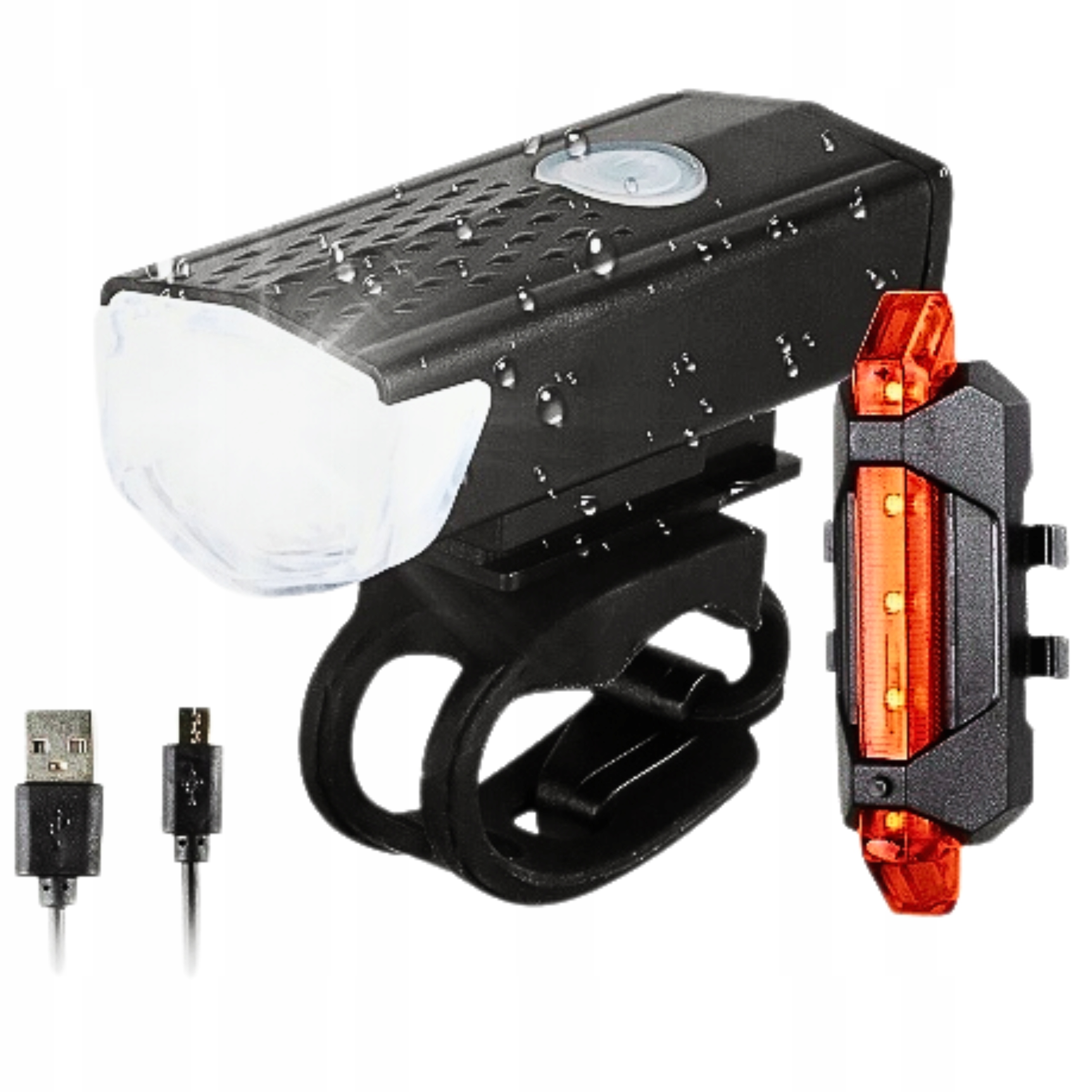 Zestaw lampek rowerowych lampka rowerowa przód tył Usb 3 tryby mocna
