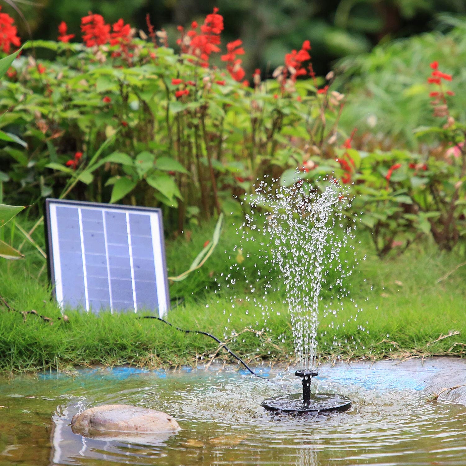 AISITIN Fontanna Solarna 6.5W Z Baterią 1500mAh Do Ogrodu I Stawu — miniatura 8
