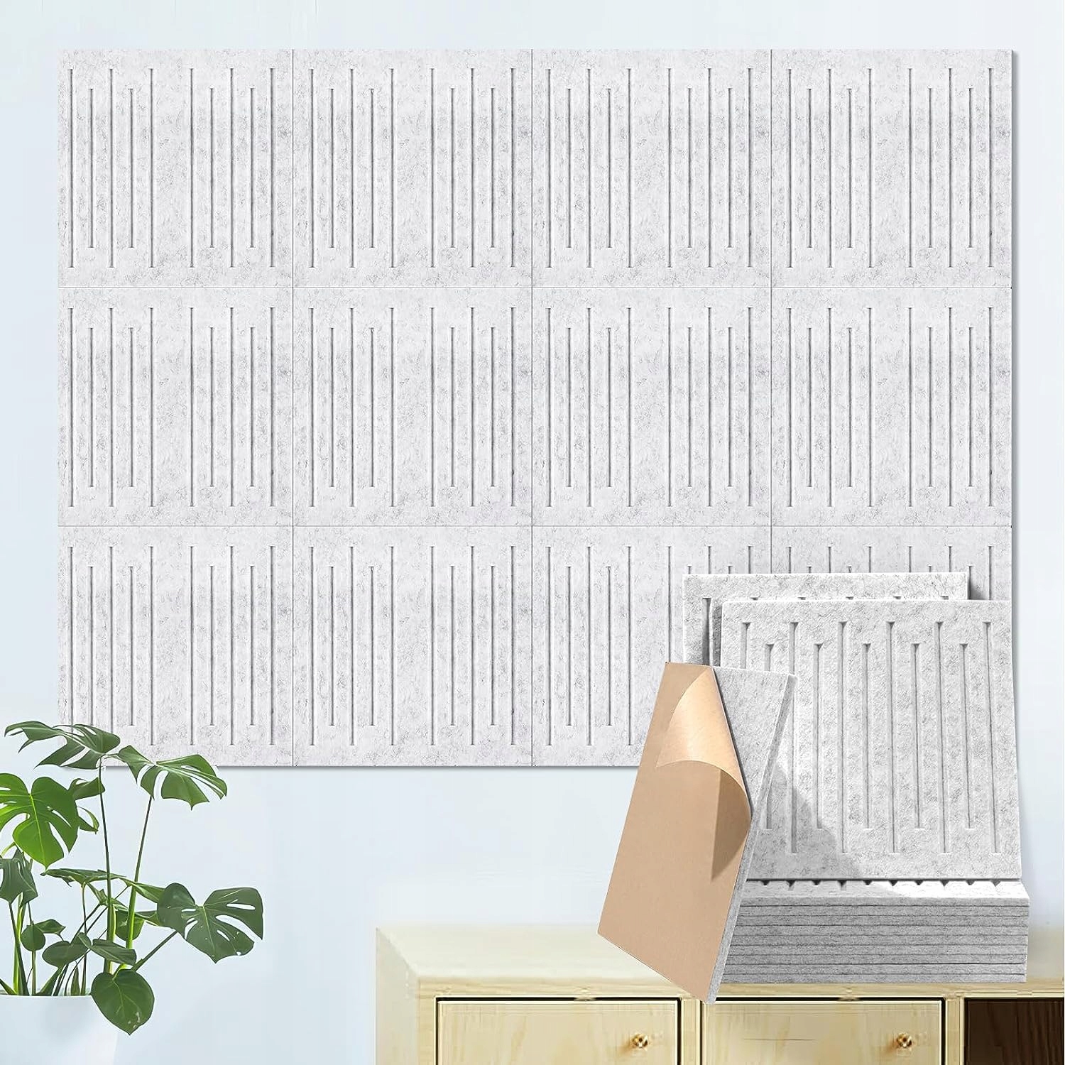 PANELE AKUSTYCZNE NACINANE 12 SZT SZARE 30X30X0,9 Model WHI-12ST