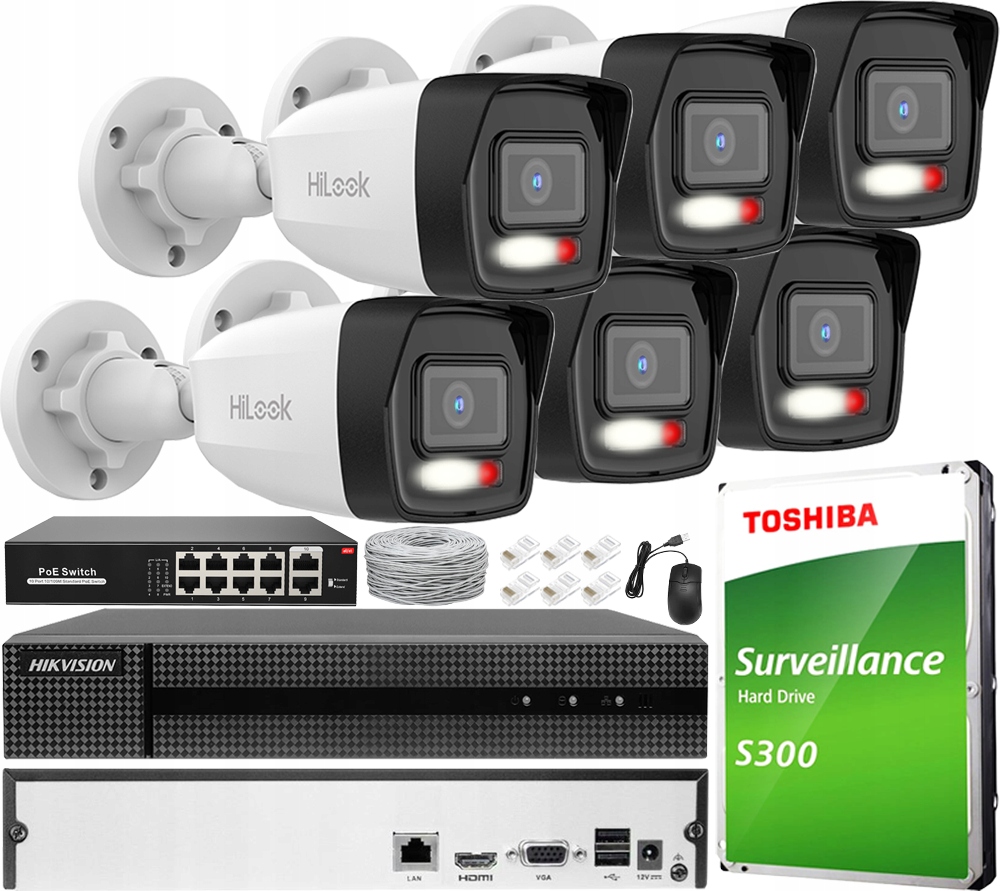 Sada pro monitorování Hikvision CCTV-KIT6-IPCAM-B4DL-8CH