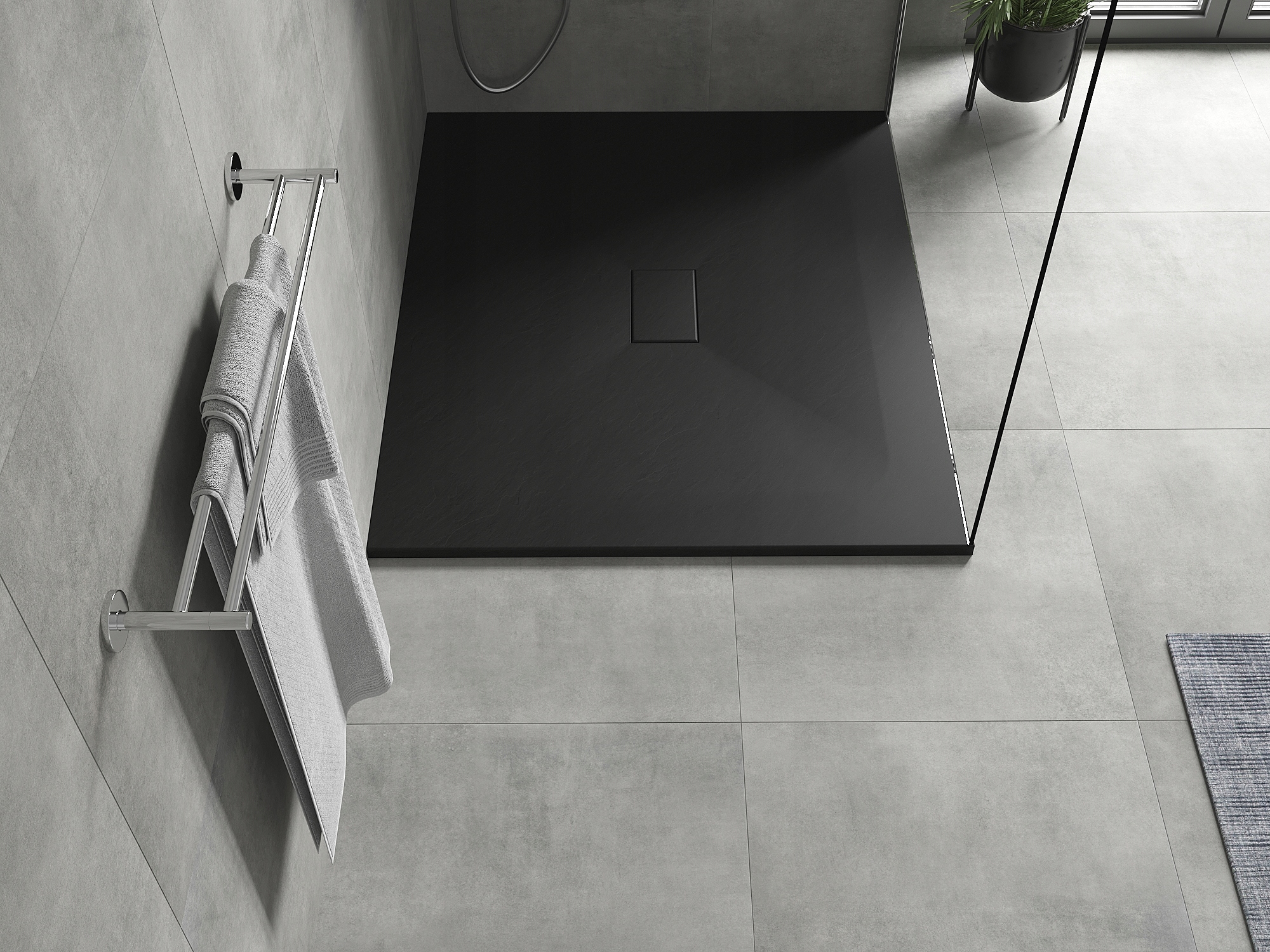 MEXEN HUGO BRODZIK PROSTOKĄTNY SMC 130x100 CZARNY Szerokość 130 cm