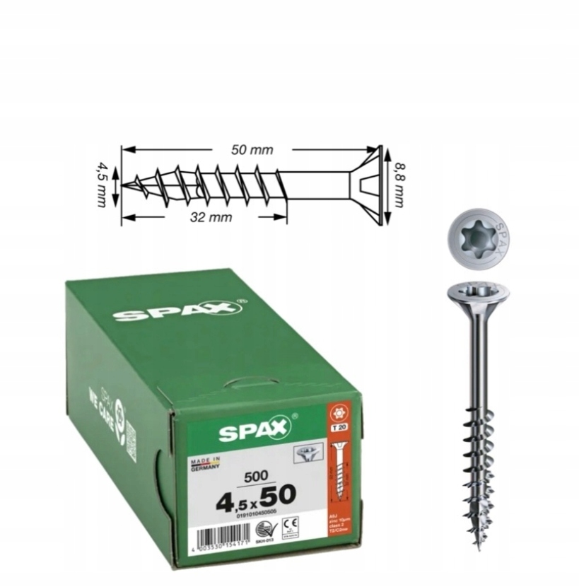 Wkręt uniwersalny do drewna spax 4,5 x 50 Wirox Txtg 500 szt