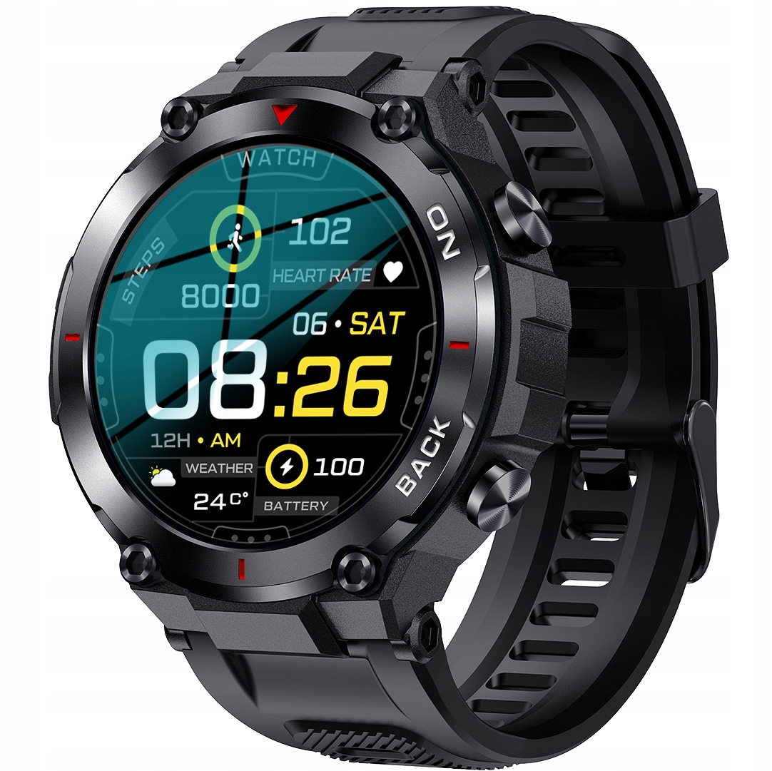 Smartwatch GRAVITY GT8-1 CZARNY Męski TĘTNO KALORIE SEN ROZMOWY BT PL SEN