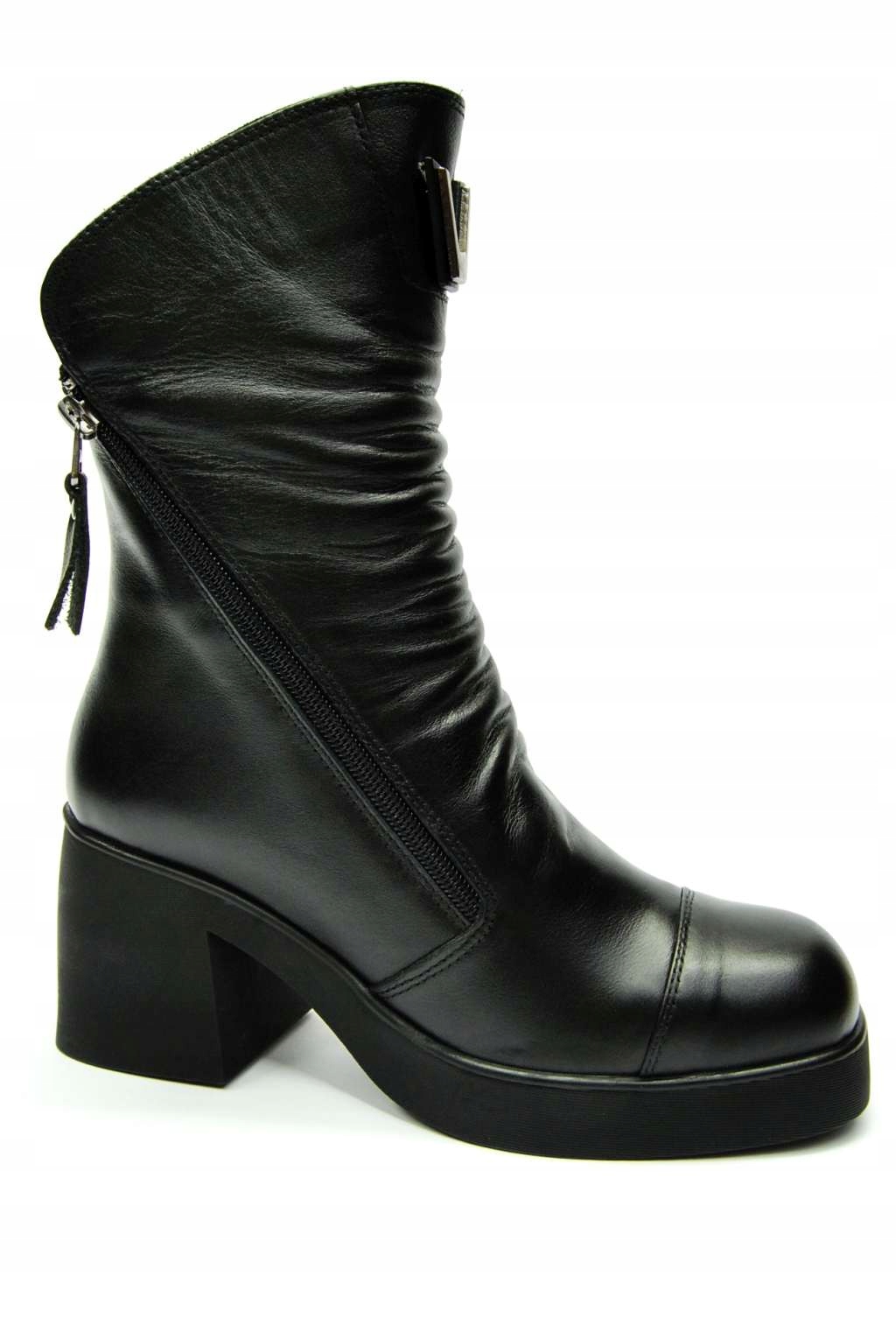 Boccato 7909 Kotníkové Boty na platformě černé Kůže vysoké r 39