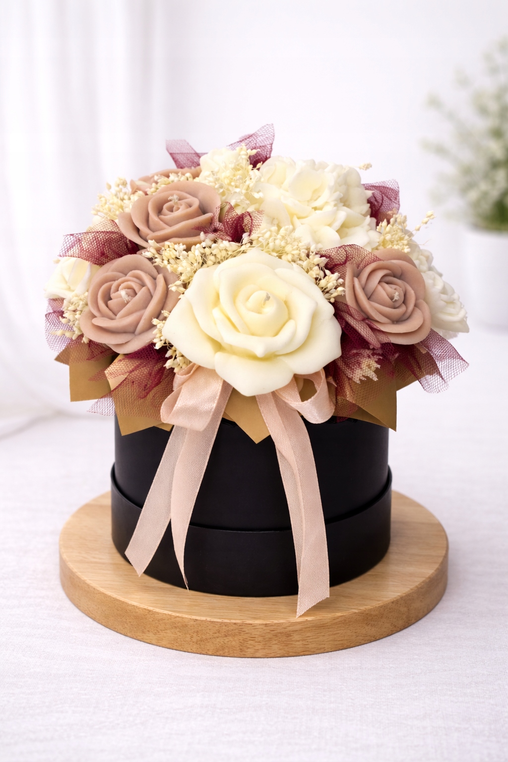 Flower Box Sójové svíčky Věčná kytice Dárek Narozeniny Jmeniny