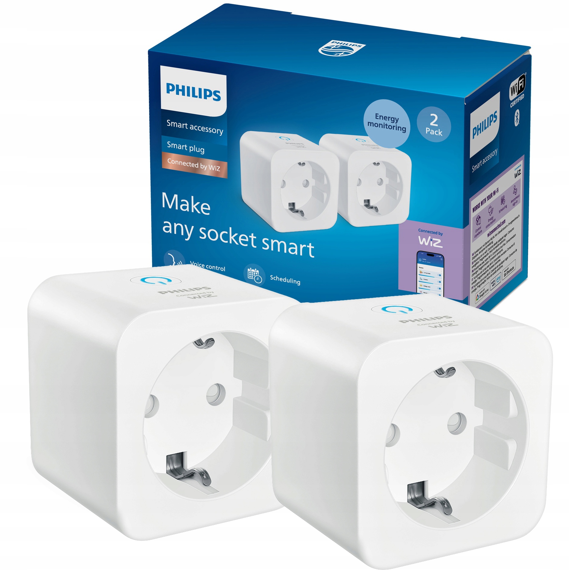 Inteligentní zásuvka Wifi Philips Smart Programátor Měří Watty Časovač WiZ 2x