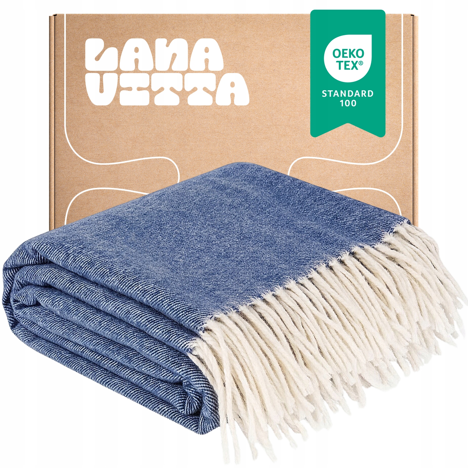 Vlněná deka s kašmírem Polo Přehoz na postel Pled Modrá 140х200 cm