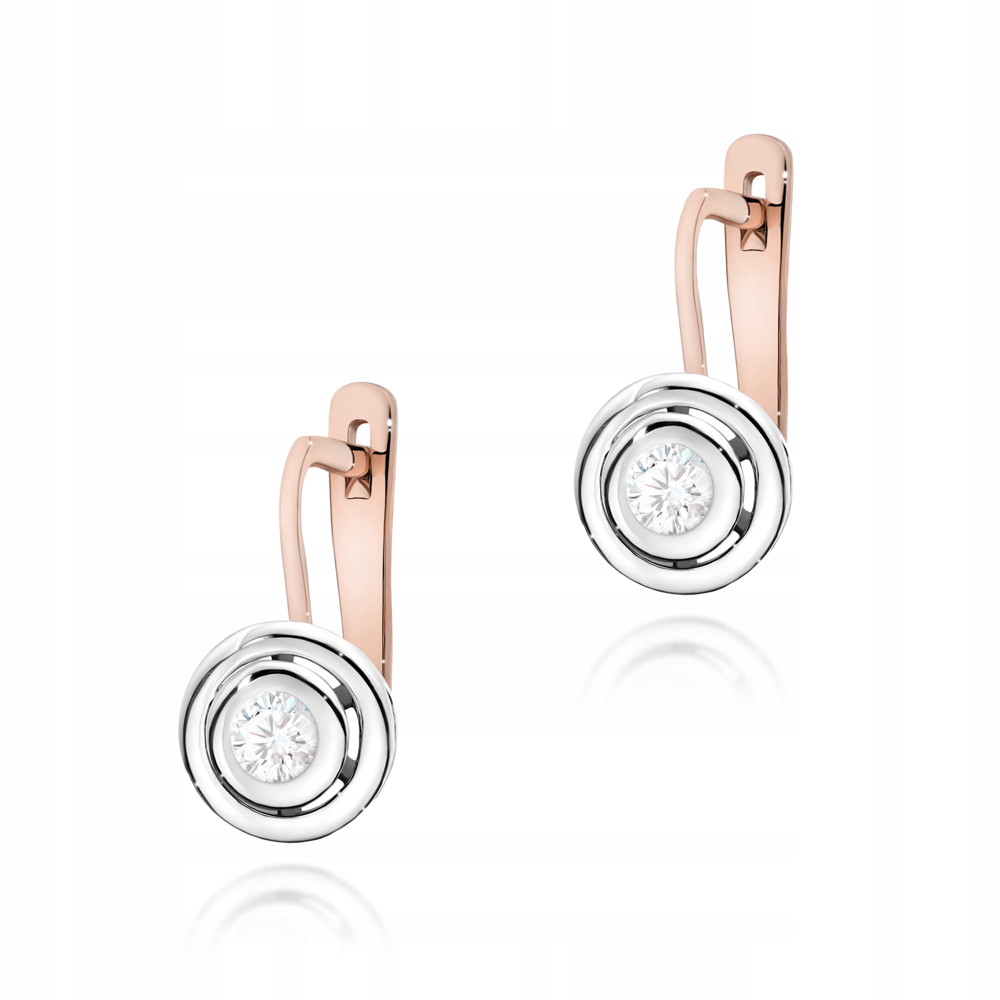 Zlaté náušnice 585 s diamantem, růžové zlato, ideální jako dárek, módní 14k
