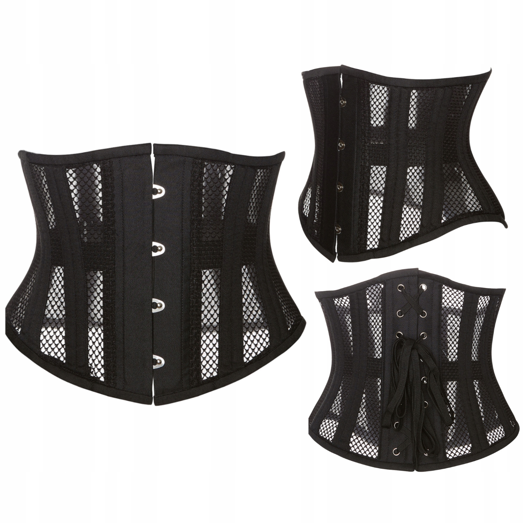 Siatkowy GORSET Czarny PAS WYSZCZUPLAJĄCY Talię Rozmiar M