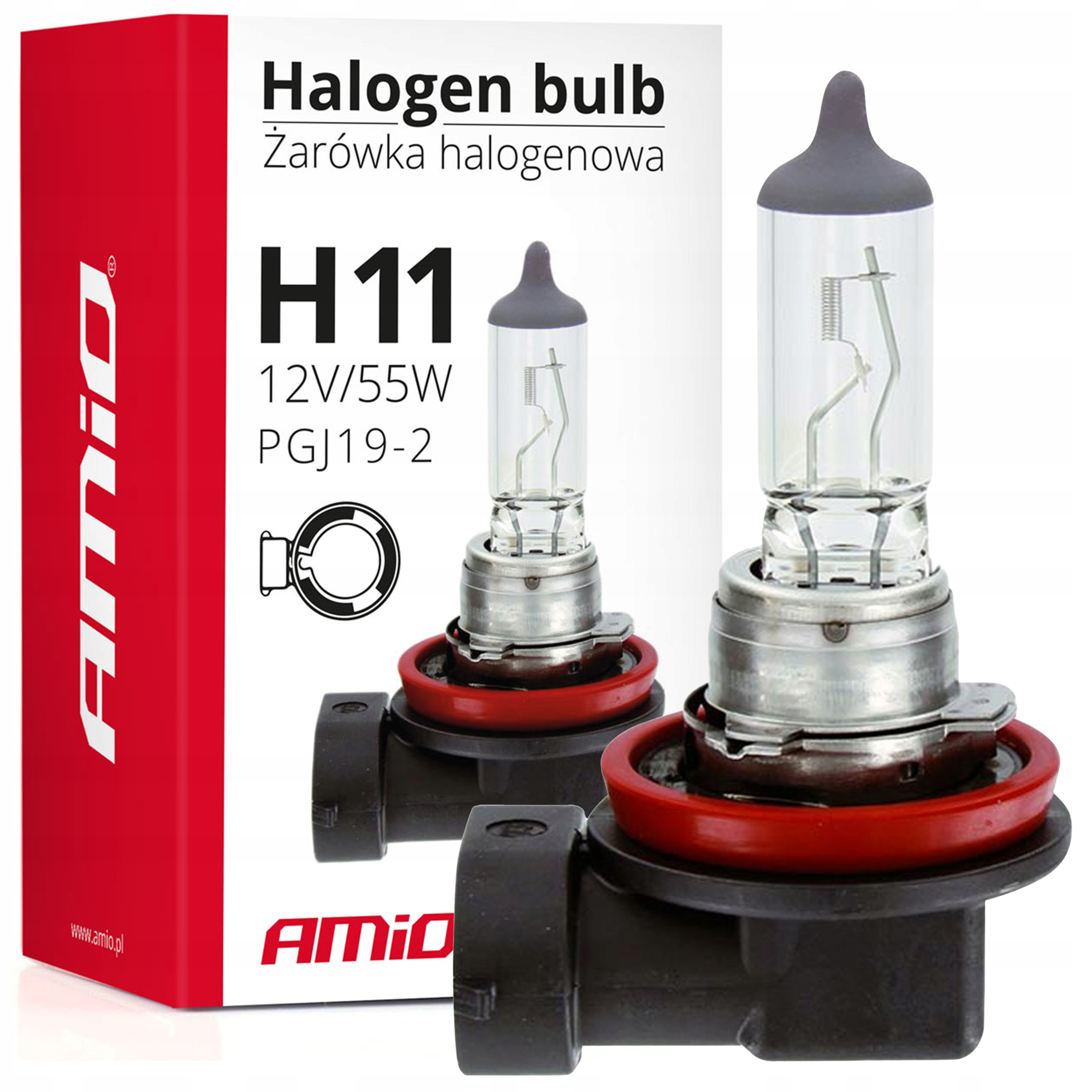 Żarówka H11 12V 55W PGJ19-2 Clear Samochodowa Halogenowa Homologacja Amio
