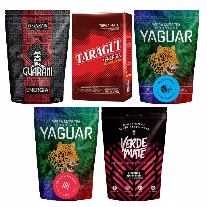 Sada Yerba Mate Energie různé druhy 5x0,5kg